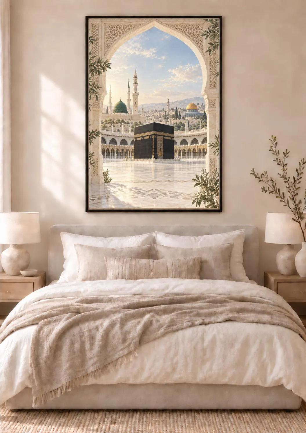 Kaaba, Masjid Al Nabawi and Masjid Al Aqsa Wall Art Print, Mecca Medina Palestine Islamic Poster, Hajj Umrah Gifts (Framed or Unframed) - image 4