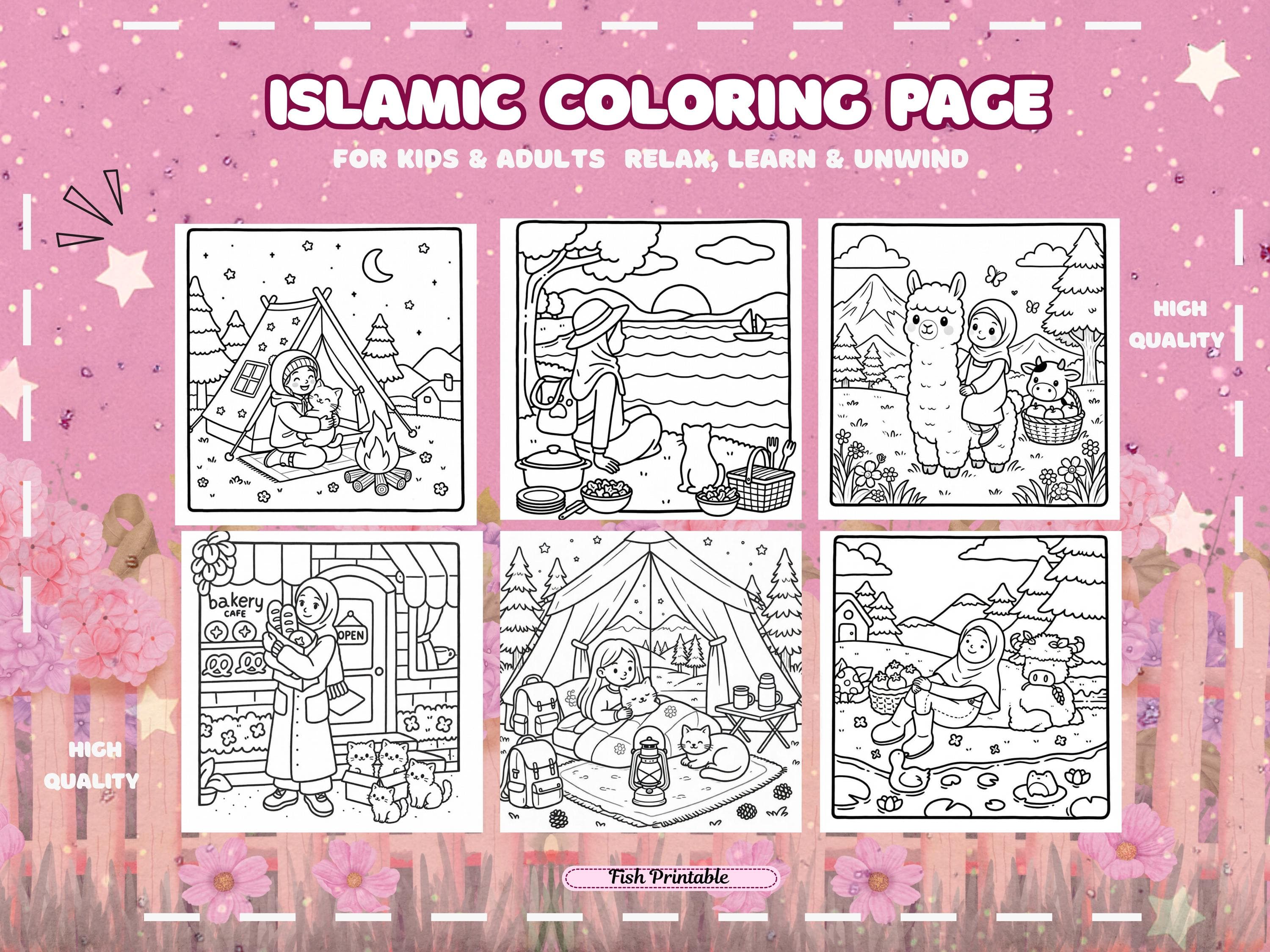 Muslim Girl Coloring Book, Modest Hijab Fashion (Digital Download) - image 5
