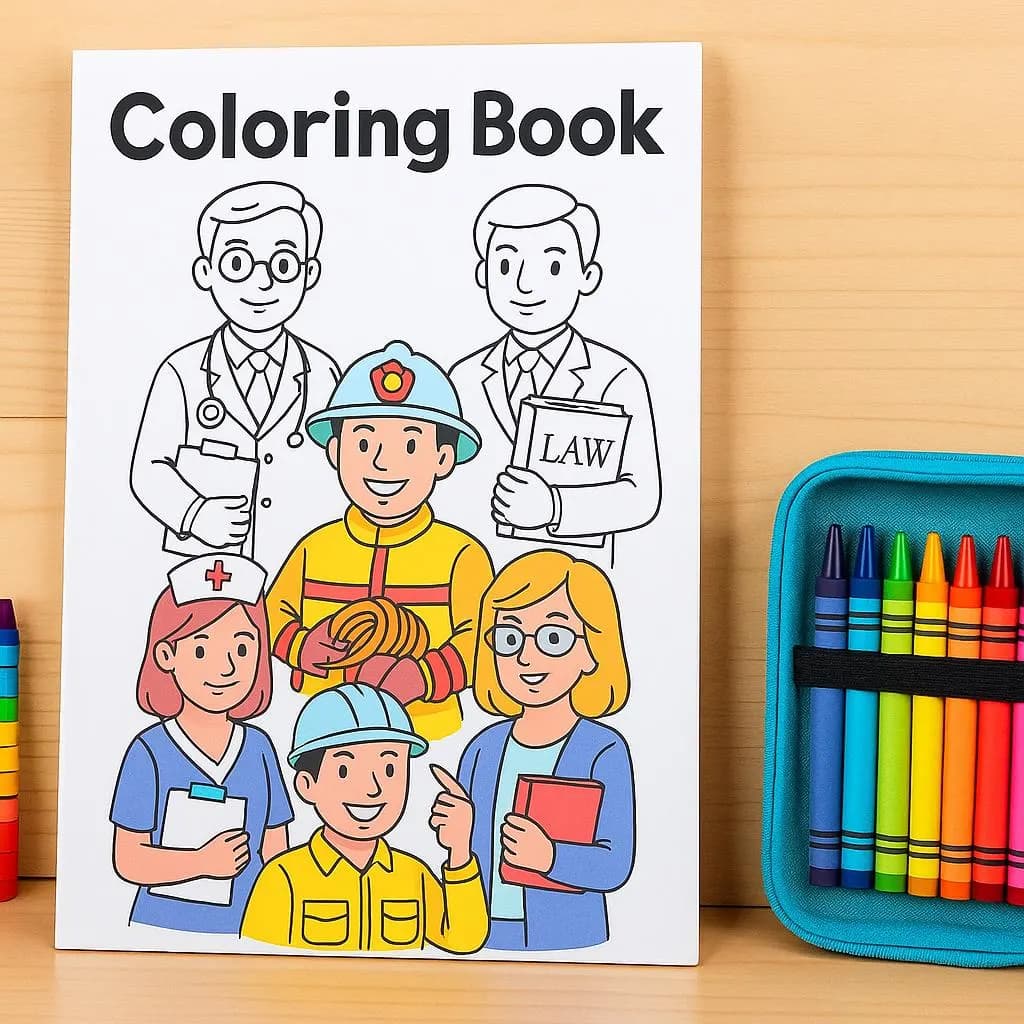 Jobs Digital Coloring Book: 20 Career Coloring Pages for Kids - image 3