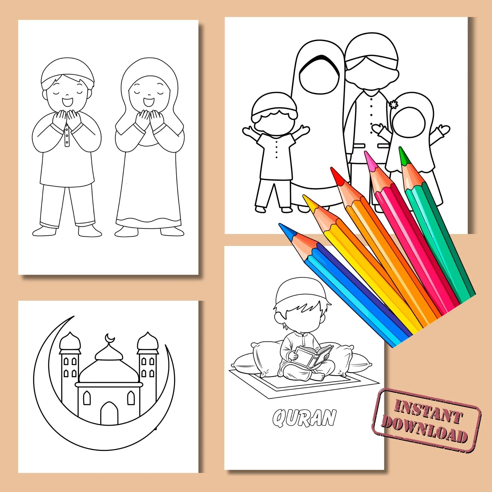 Islamic Coloring Book for Kids: Muslim Activities (A4 Digital Download) - image 4