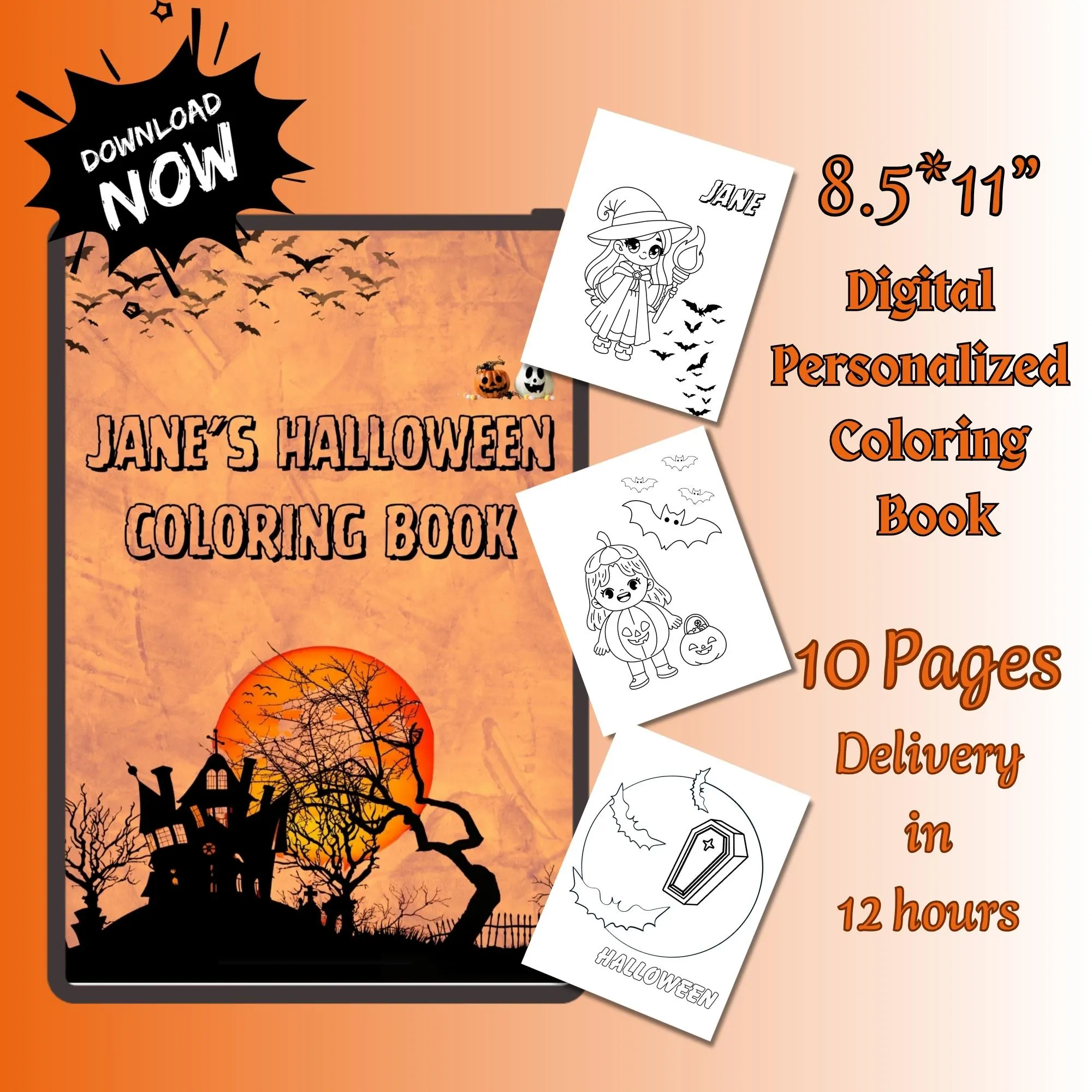 Personalized Halloween Coloring Book for Kids: Custom Name Activity Pages