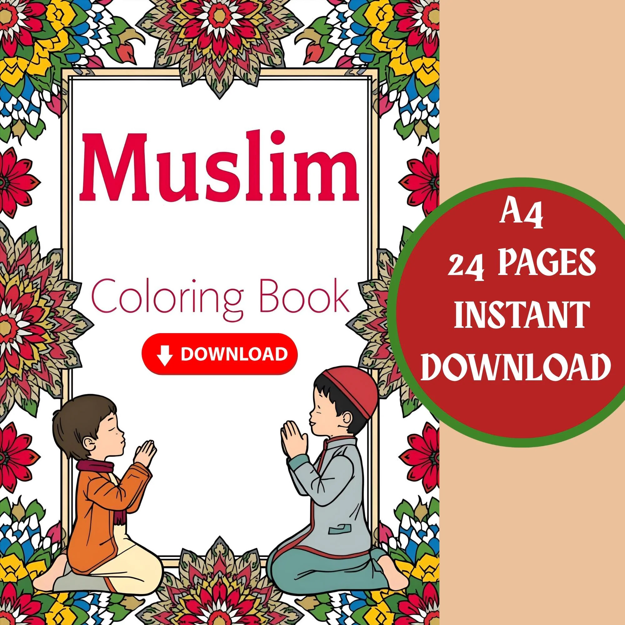 Islamic Coloring Book for Kids: Muslim Activities (A4 Digital Download)