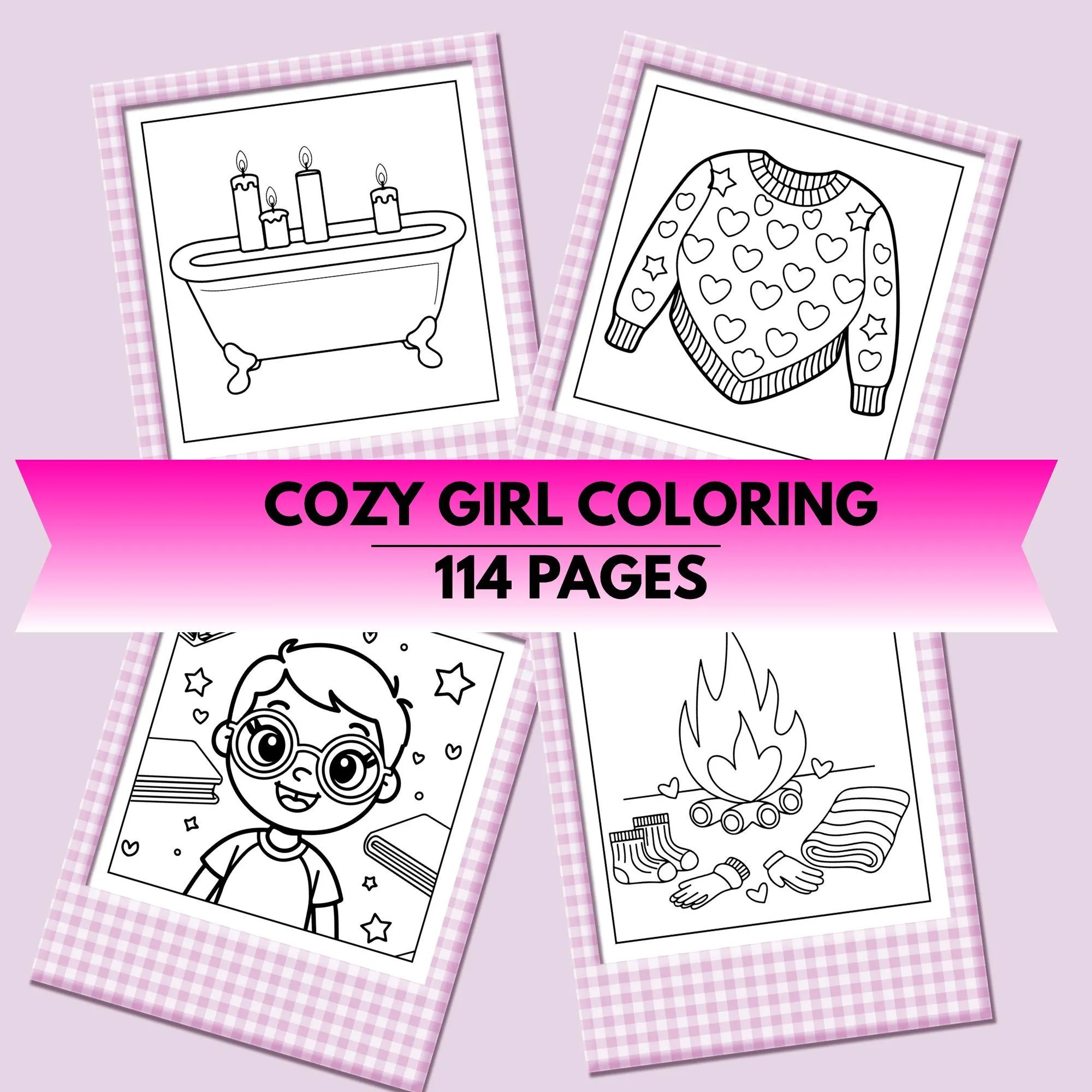 Cozy Girl Coloring Book: 114 Pages of Printable Line Art (PDF Download) - image 3
