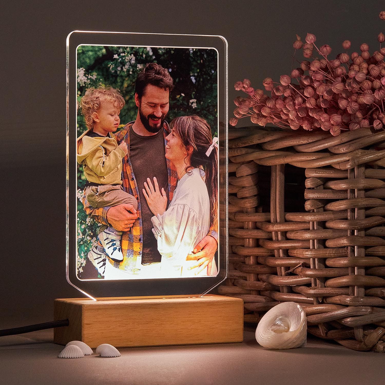 Custom Dad LED Lamp, Engraved Photo Collage with Kids Name, Birthday Gift from Son & Daughter, Best Dad Ever, Family Portrait Gift from Wife
