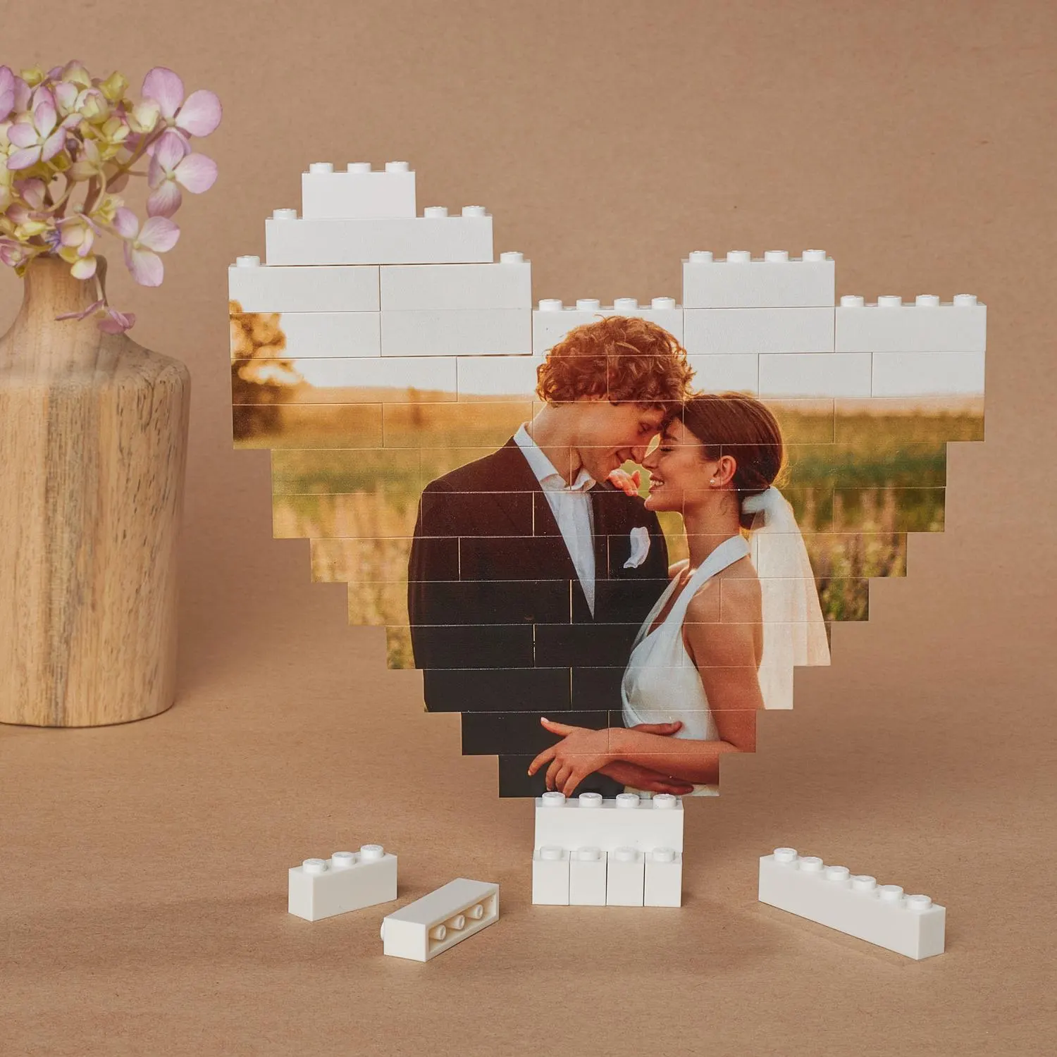 Custom Photo Brick Puzzle Gift with Heart or Rectangle Shape | Personalised Building Block Picture Gift for Couples, Kids & Families EU Made - image 4