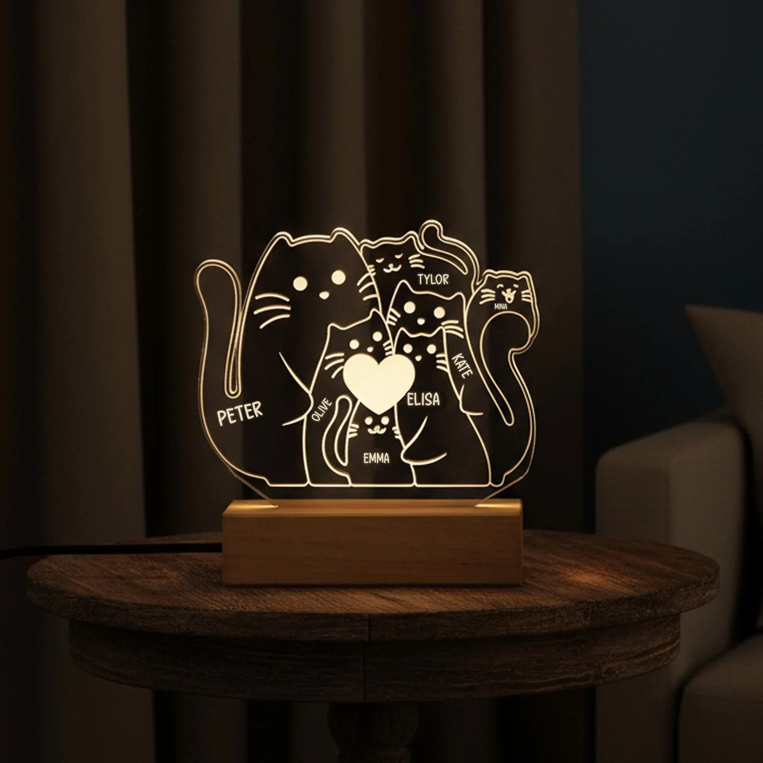 Lion King Family Name Night Light, Jungle-Themed Led Lamp, Custom 3D Line Art, Baby Girl Boy Bedroom Decor, Gifts for Kids Her Dad Toddler