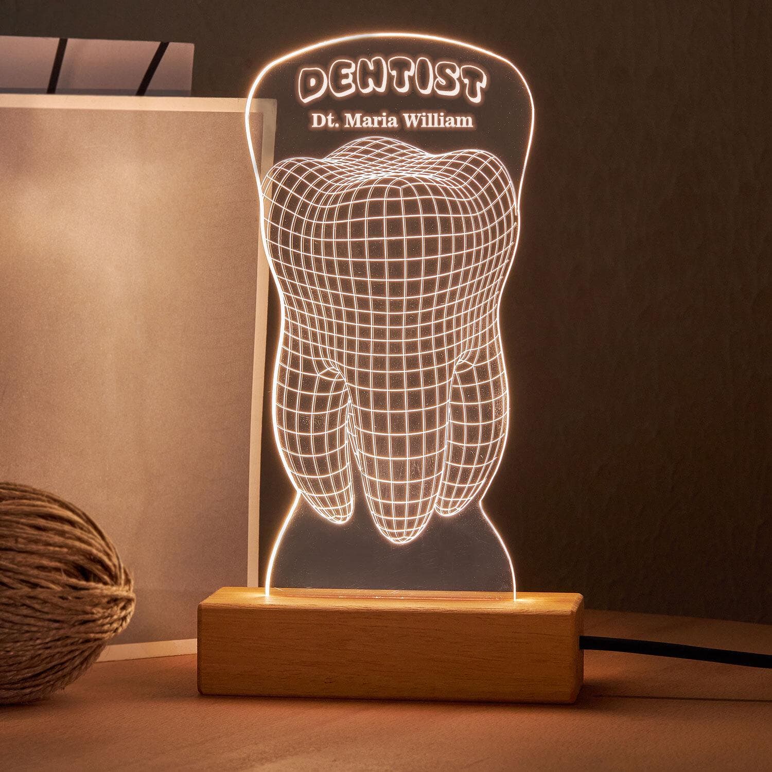 Personalised Caduceus LED Lamp: Custom Clinic Name Plate, Doctor Gift