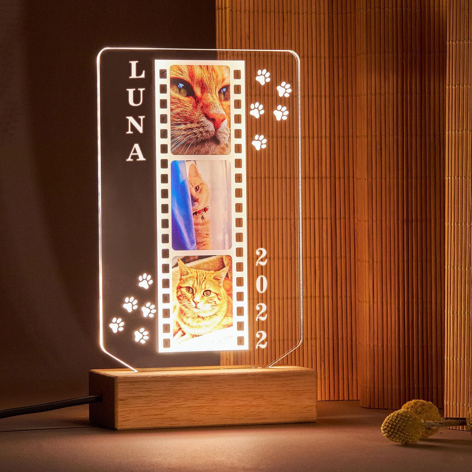 Custom Pet Portrait LED Lamp, Personalised Pet Memorial, Pet Loss Tribute, Paw Print Photo Sign, Sympathy Gifts for Dog Mom or Cat Mom Dad - image 2