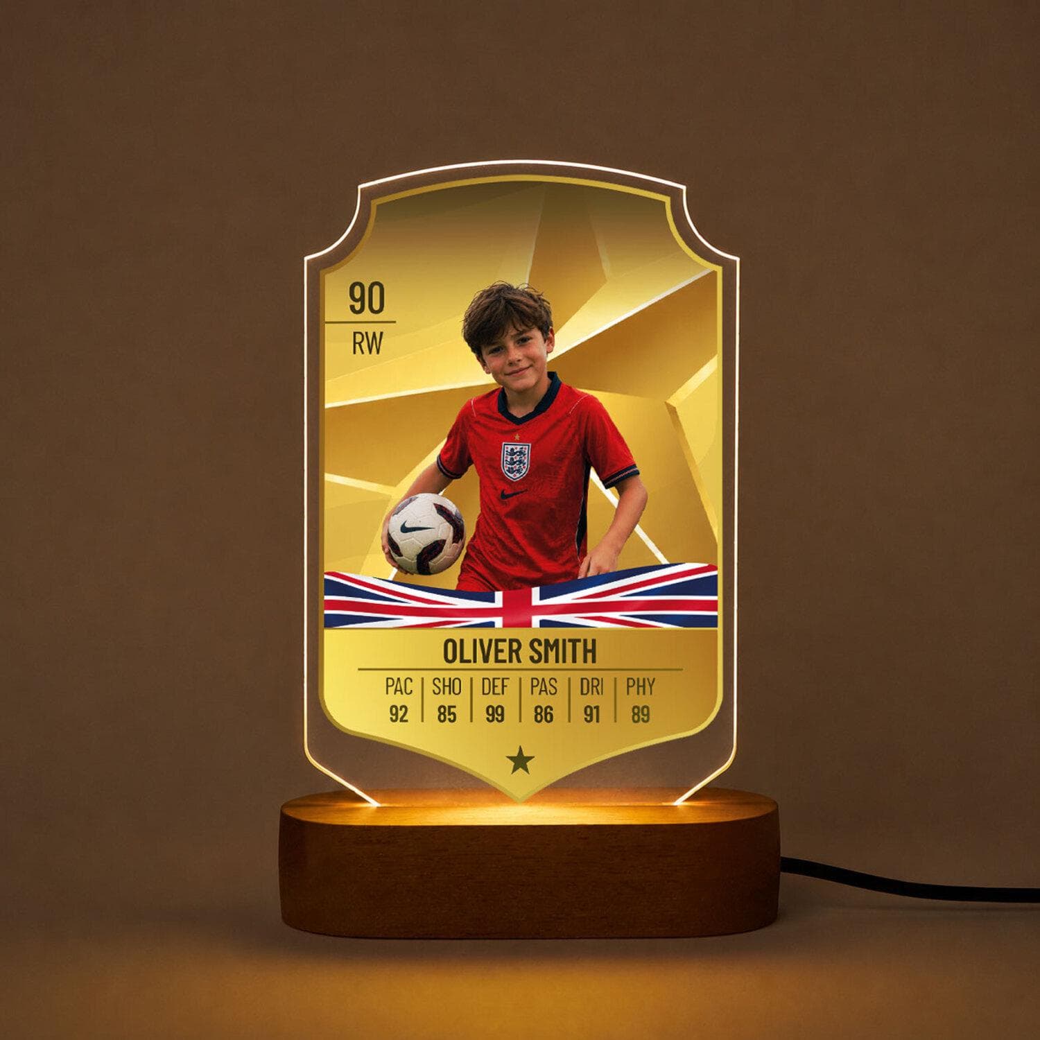 Personalised Football Card LED Lamp with Photo, Custom Card Style Night Light, Soccer Gift for Boys, Football Fan Gift 2026 - image 2