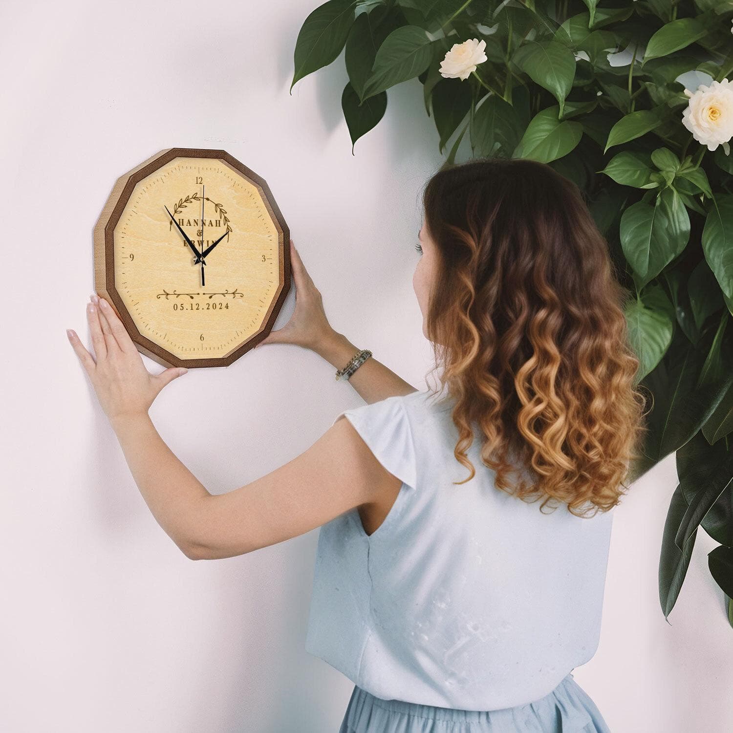 Custom Photo Engraved Wooden Wall Clock – Personalised Couple Gift, Anniversary Keepsake, Wedding Gift for Him or Her, Rustic Home Decor - image 2