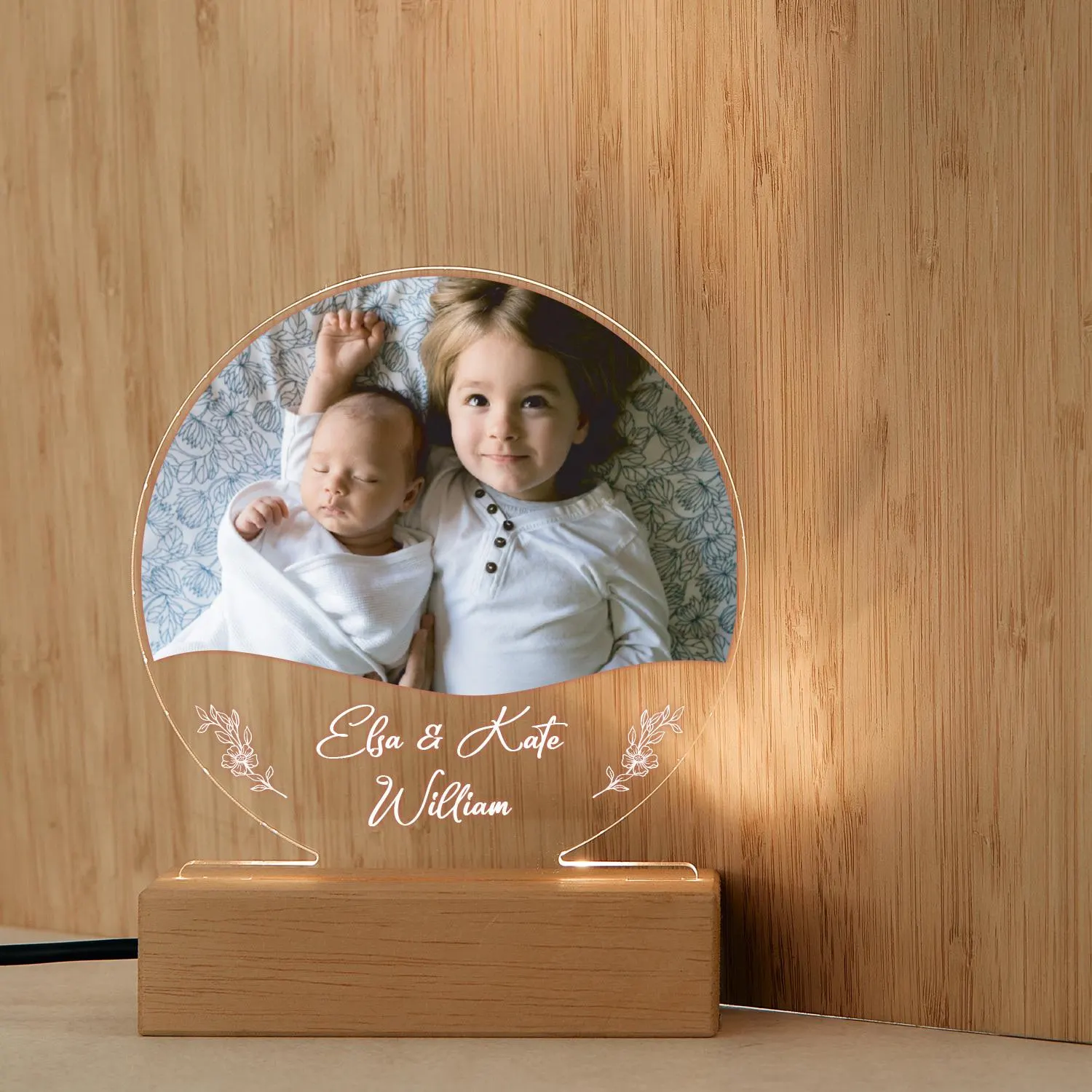 Custom Dad LED Lamp, Engraved Photo Collage with Kids Name, Birthday Gift from Son & Daughter, Best Dad Ever, Family Portrait Gift from Wife - image 2