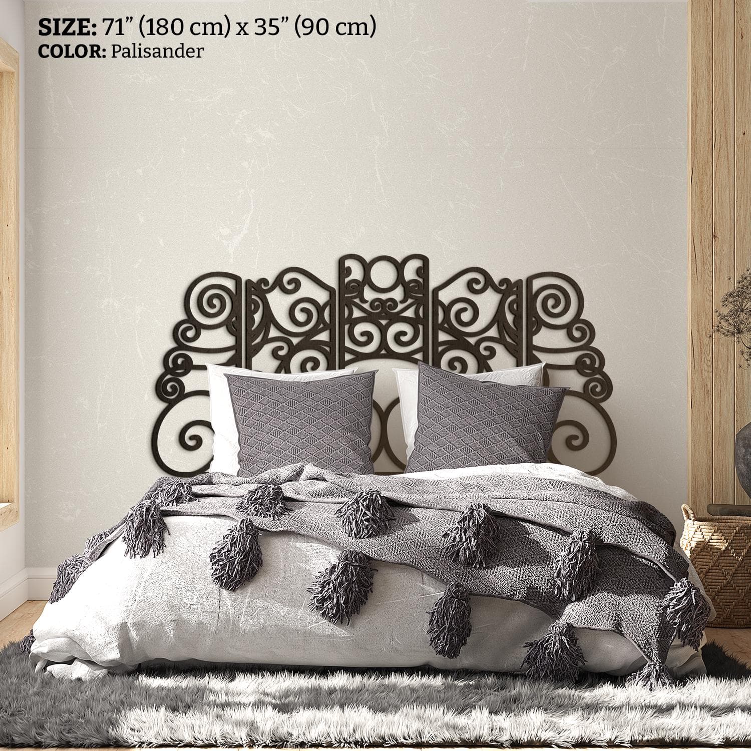 Bohemian bed frame, Wood headboard queen king, Headboard full size, Above bed wall art,Wood headboard full size,Art deco headboard king size