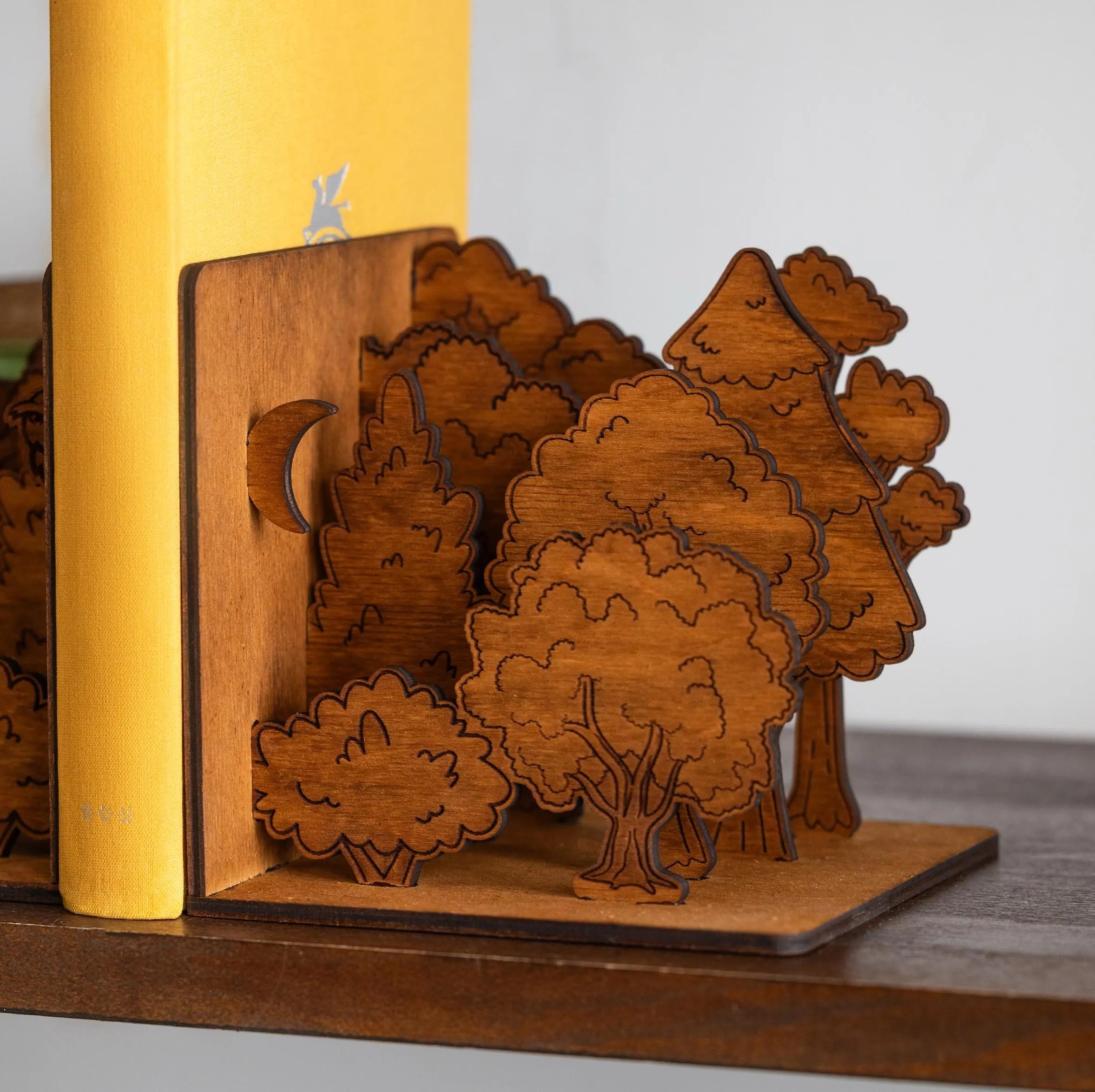 Forest Bookends, Woodland Bookends, Wooden Bookends, Forest Book Decor, Nature Bookends,Tree Bookends,Rustic Bookshelf Decor,Book Lover Gift - image 4