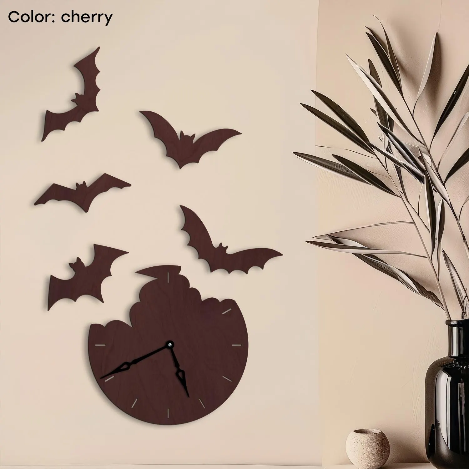 Wooden Bat Wall Clock, Bat Shaped Wall Clock, Gothic Wooden Clock, Halloween Wall Decor, Bat Wall Art, Gothic Home Decor,Dark Academia Decor