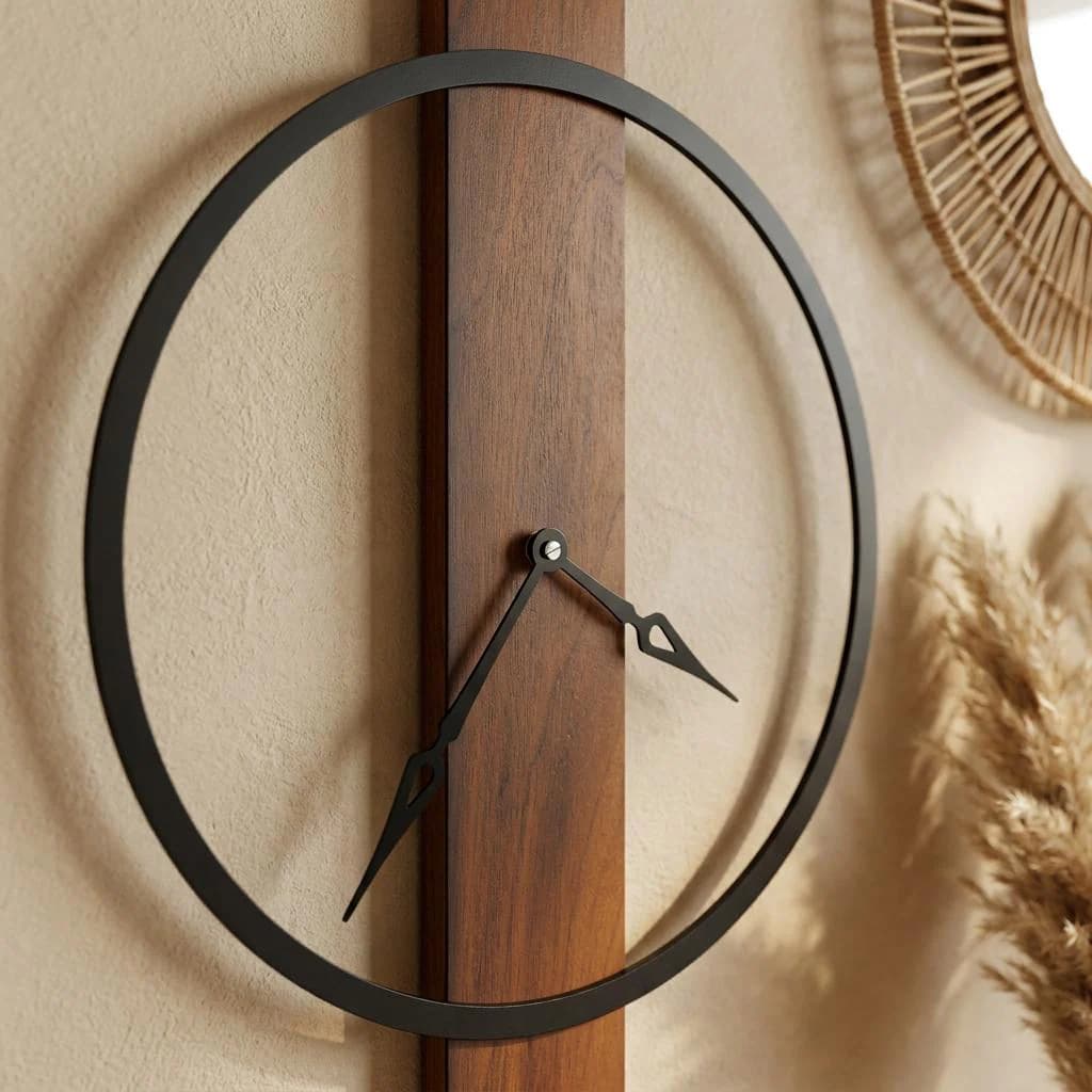 Geometric Wooden Wall Clock, Mid-Century Modern Minimalist Design, Silent Quartz Movement - image 5