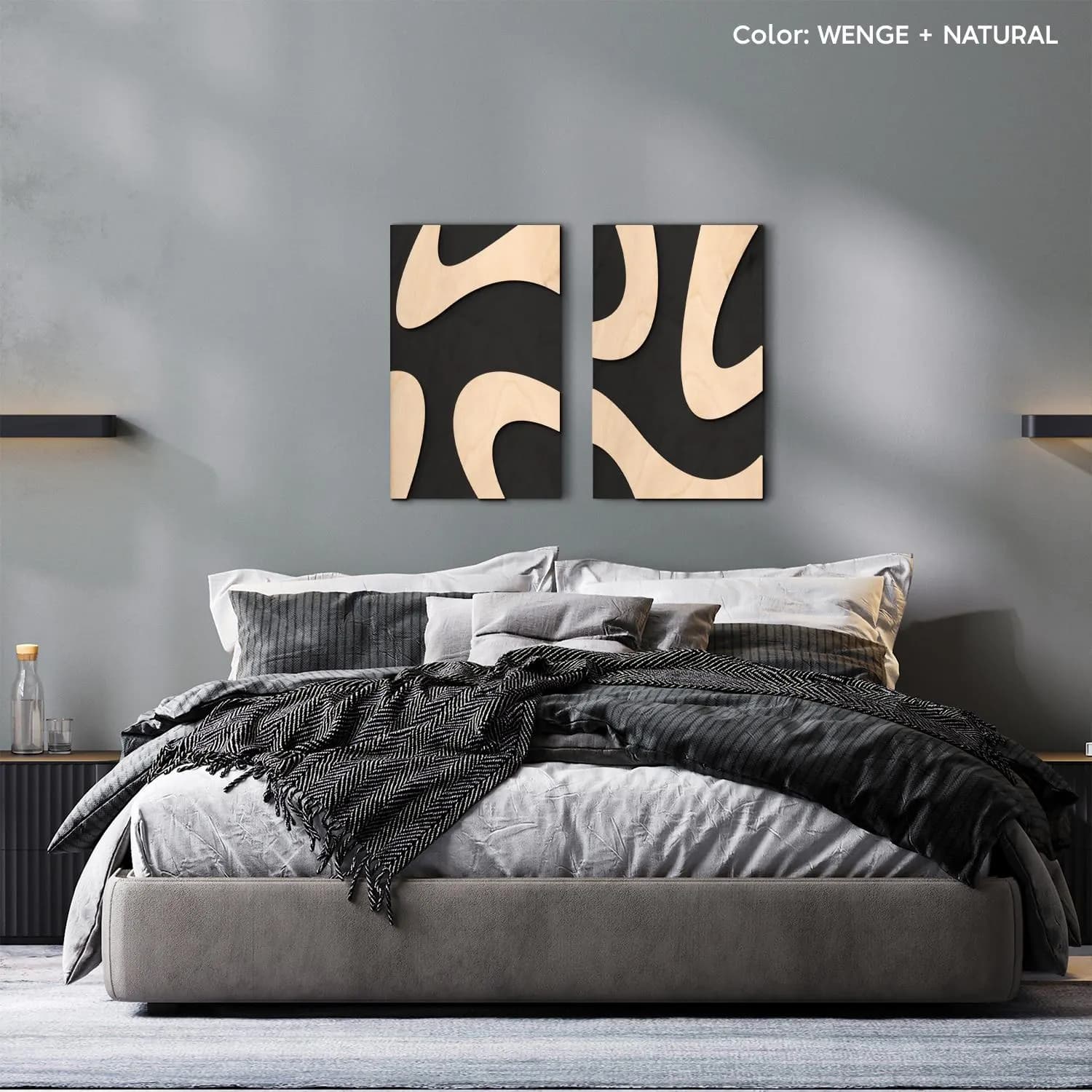 Set of 2 Geometric Wood Wall Art, Modern Abstract Mid Century Wood Wall Decor - image 5