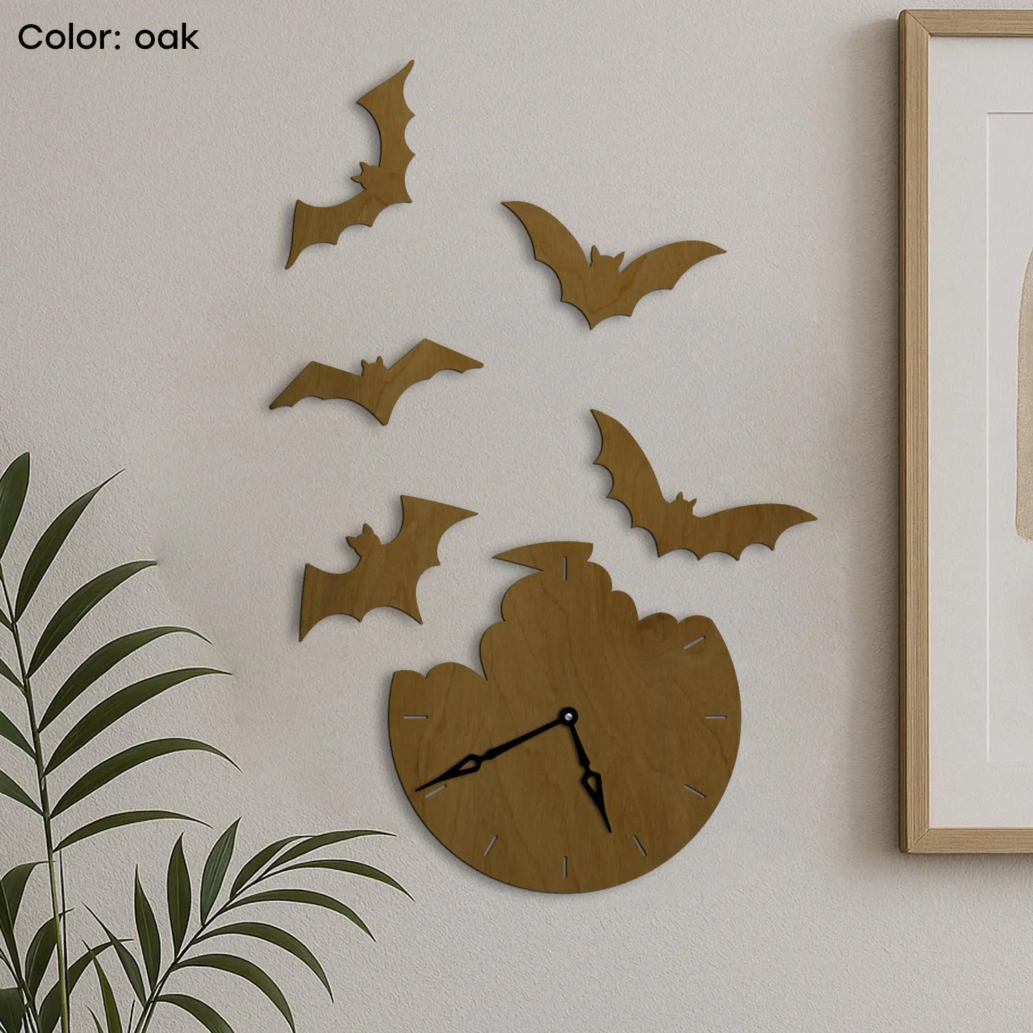Wooden Bat Wall Clock, Bat Shaped Wall Clock, Gothic Wooden Clock, Halloween Wall Decor, Bat Wall Art, Gothic Home Decor,Dark Academia Decor - image 3