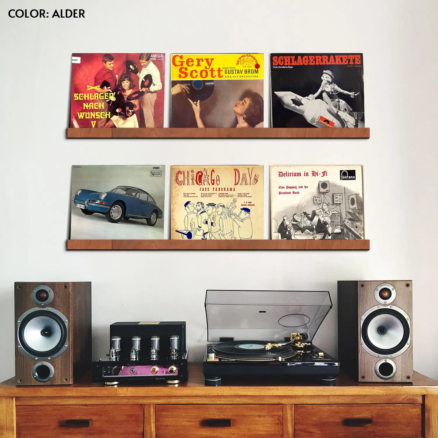 Vinyl record ledge, Wooden vinyl record wall shelf, Vinyl record wall mount wood, Floating vinyl record storage, Lp wall shelf display - image 3