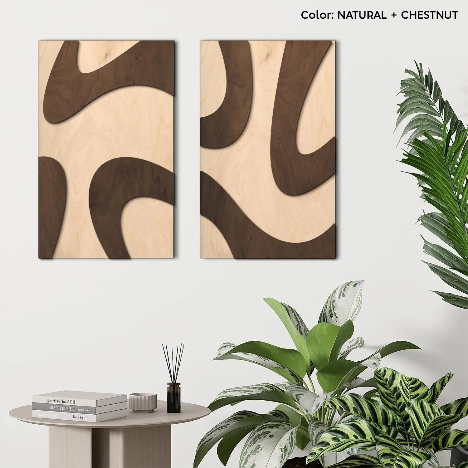 Set of 2 Geometric Wood Wall Art, Modern Abstract Mid Century Wood Wall Decor - image 4