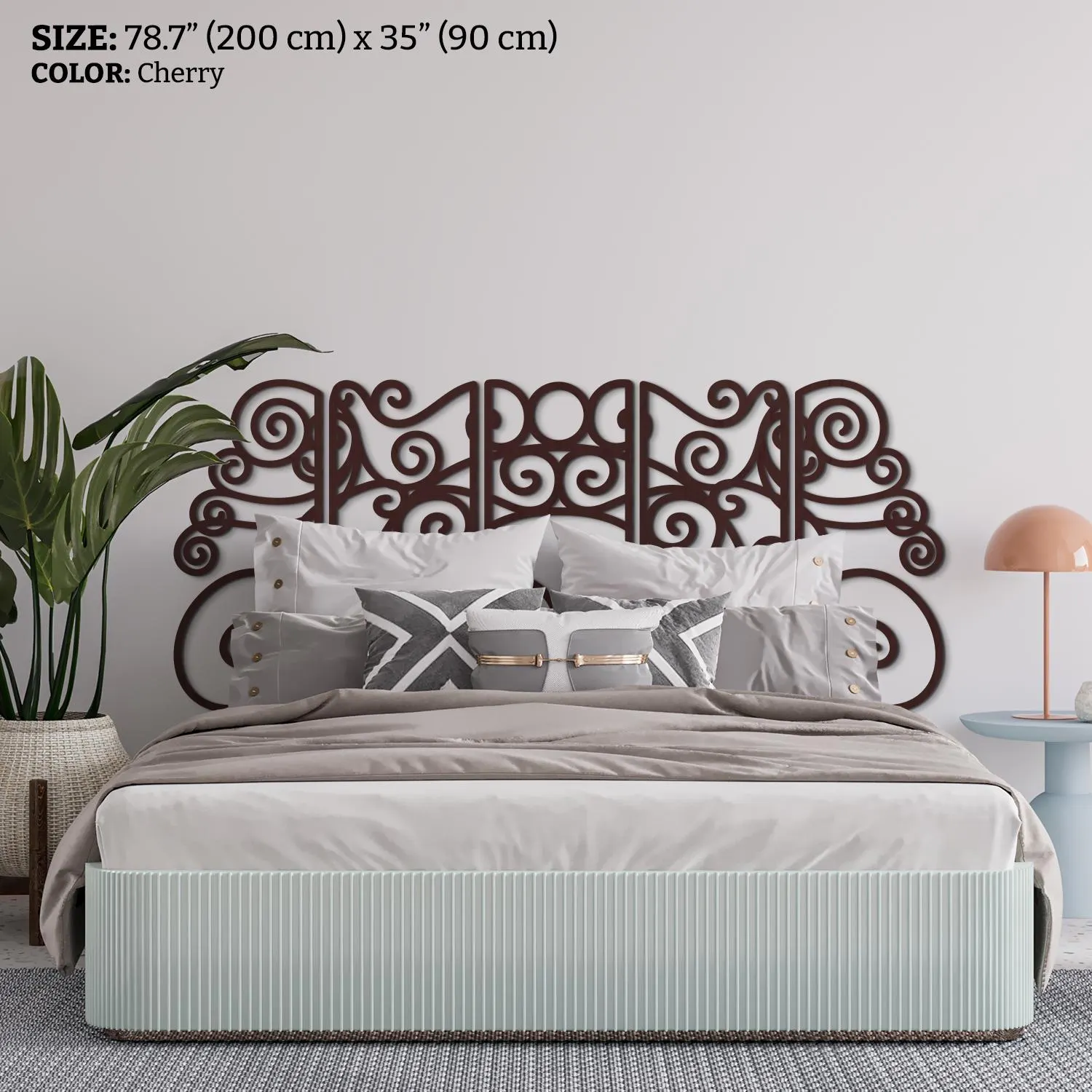 Bohemian bed frame, Wood headboard queen king, Headboard full size, Above bed wall art,Wood headboard full size,Art deco headboard king size - image 4