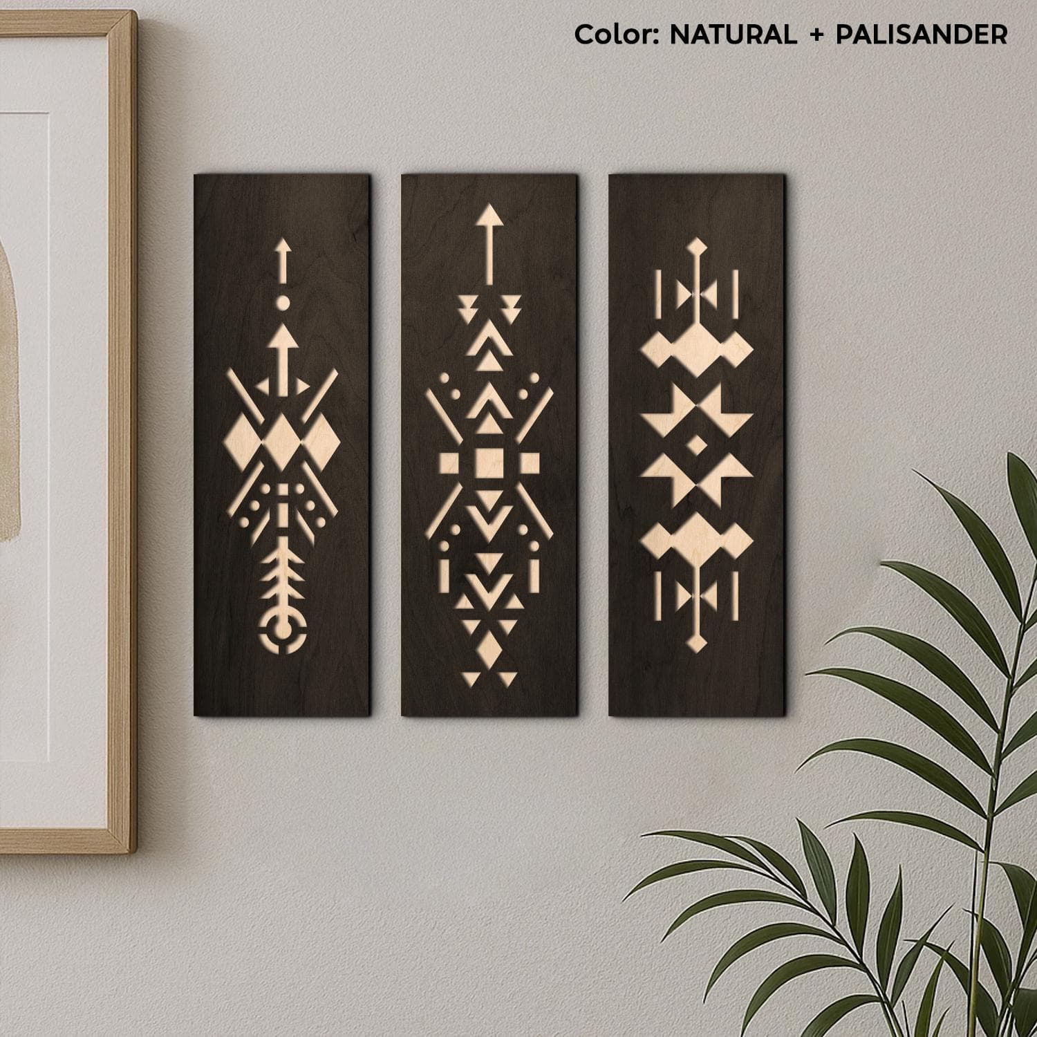 Set of 3 aztec wall art, Tribal wall art, Boho wall decor, Southwest decor, Rustic wall decor, Ethnic wall decor, Geometric wall decor