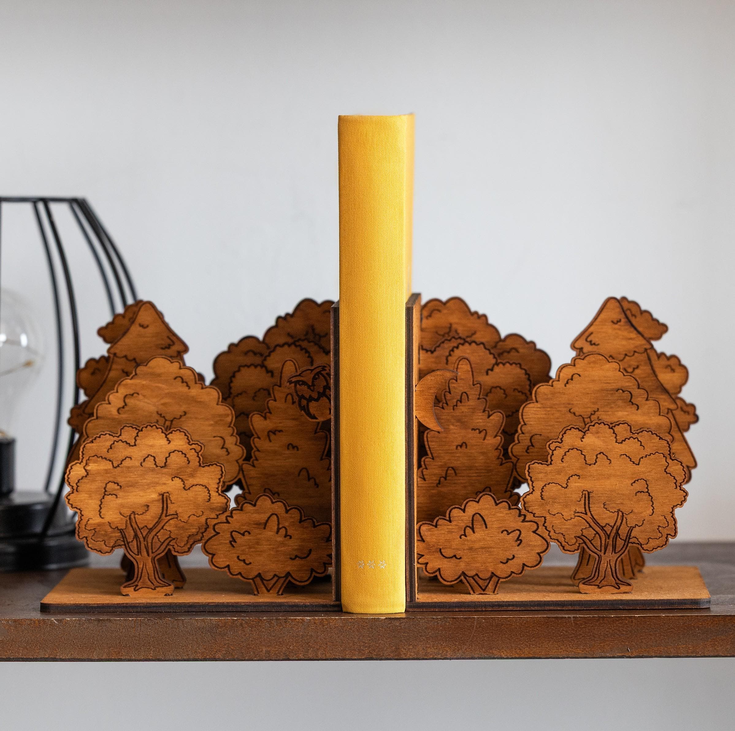 Forest Bookends, Woodland Bookends, Wooden Bookends, Forest Book Decor, Nature Bookends,Tree Bookends,Rustic Bookshelf Decor,Book Lover Gift - image 5