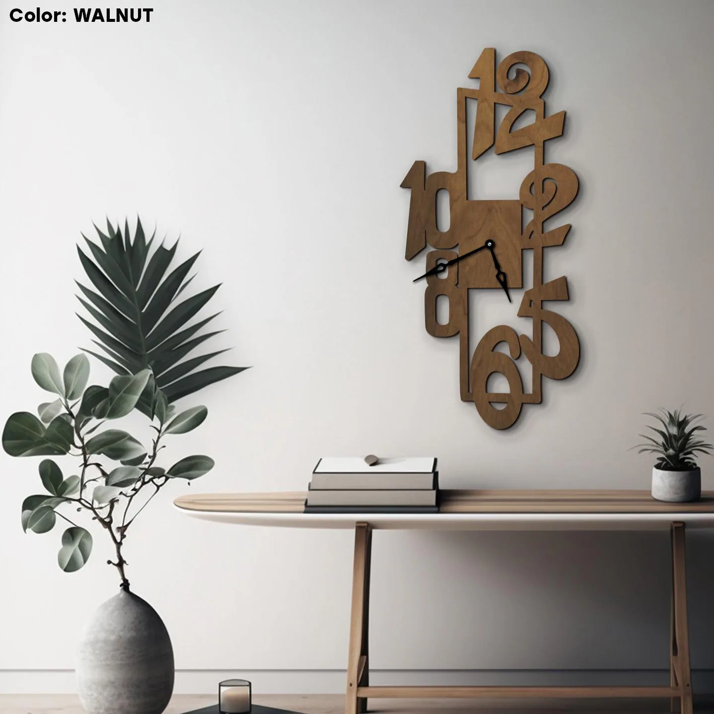 Unique Number Wall Clock, Modern Number Wall Clock, Wooden Wall Clock, Large Number Clock, Minimalist Wall Clock, Contemporary Wall Decor