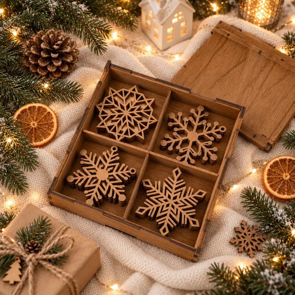 Custom Snowflake Ornament, Personalized Wooden Christmas Ornament, Engraved Snowflake Decor, Custom Christmas Tree Ornament