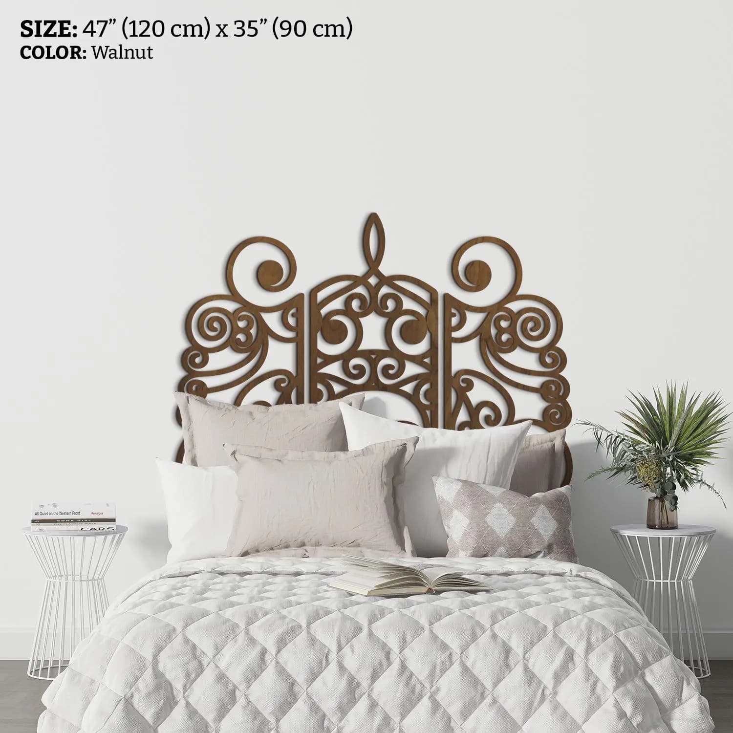 Bohemian bed frame, Wood headboard queen king, Headboard full size, Above bed wall art,Wood headboard full size,Art deco headboard king size - image 3