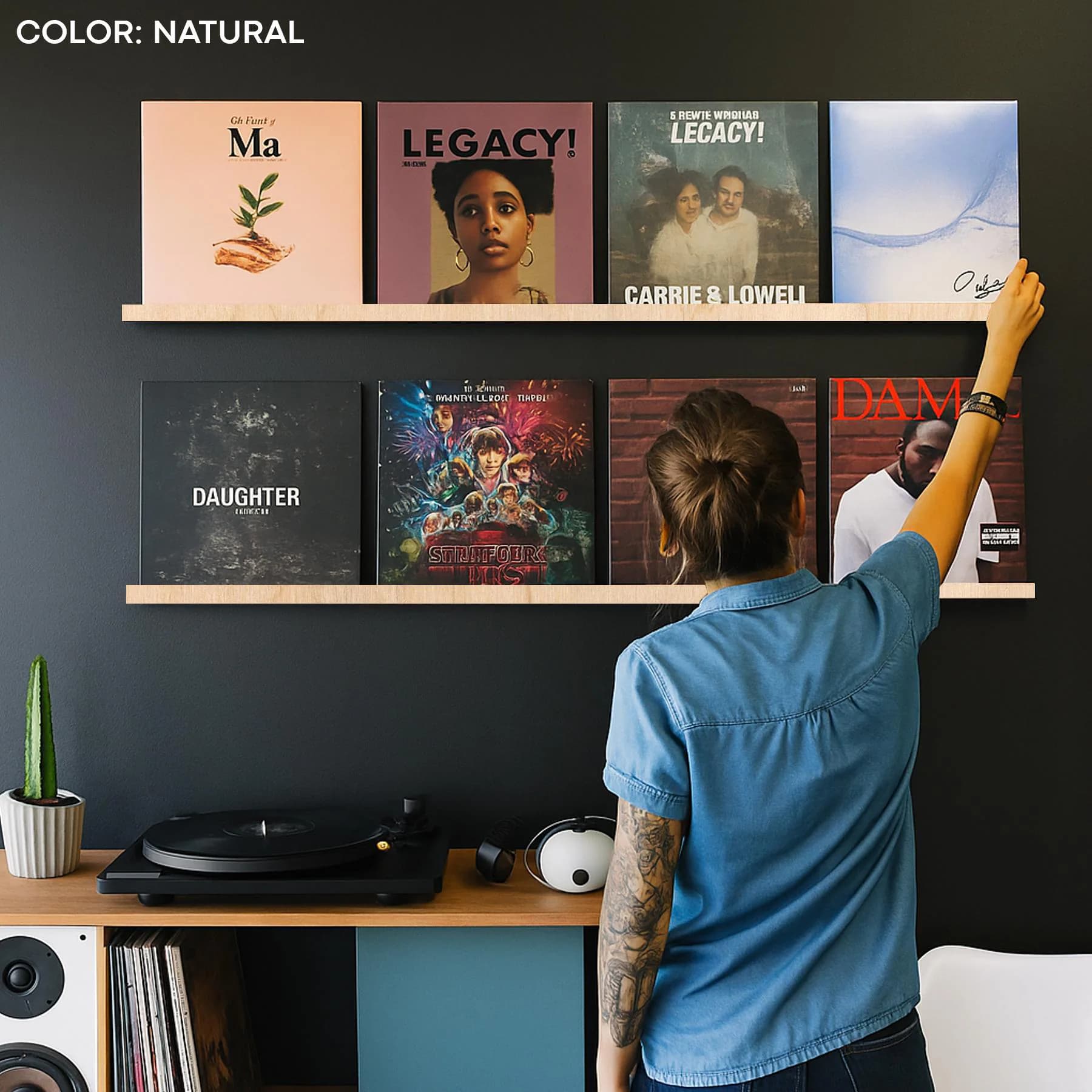 Vinyl record ledge, Wooden vinyl record wall shelf, Vinyl record wall mount wood, Floating vinyl record storage, Lp wall shelf display