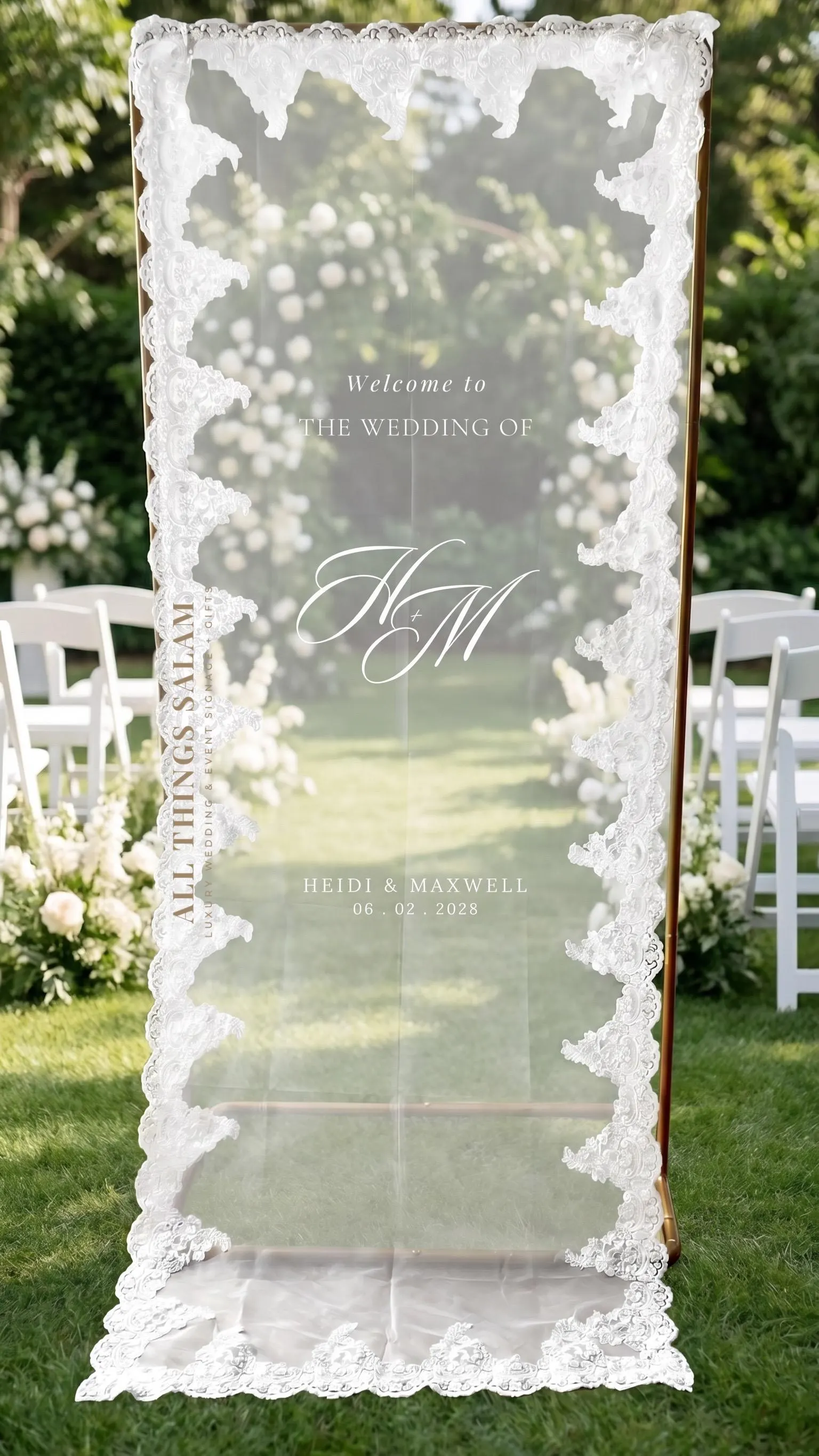 Custom Lace Engagement Sign, Wedding Bridal Shower Ceremony Welcome Sign, Arabic Engagement, Muslim Engagement, Personalized Wedding Decor