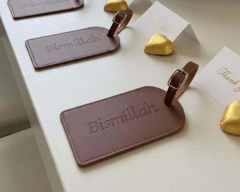 Bismillah Embossed Luggage Tags | Gifts Party Favors for Guests | for Nikah Henna Walima Wedding Engagement Bridal Shower Events | Set of 10