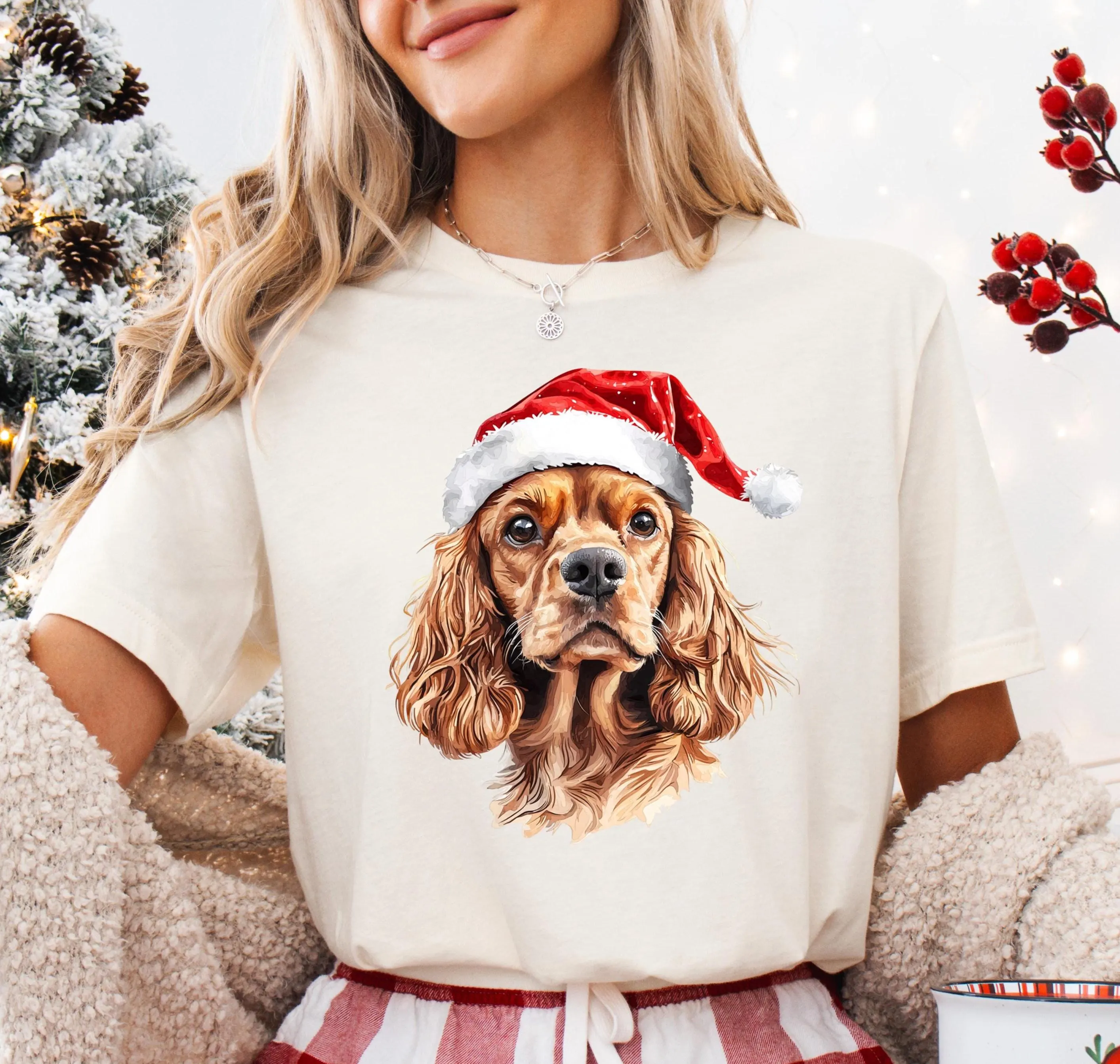 Cocker Spaniel Dog Christmas Shirt Custom Dog Breed Sweatshirt Holiday Pet Gift Dog Owner Holiday Pet Top Merry Spaniel Dog Mom T-shirt