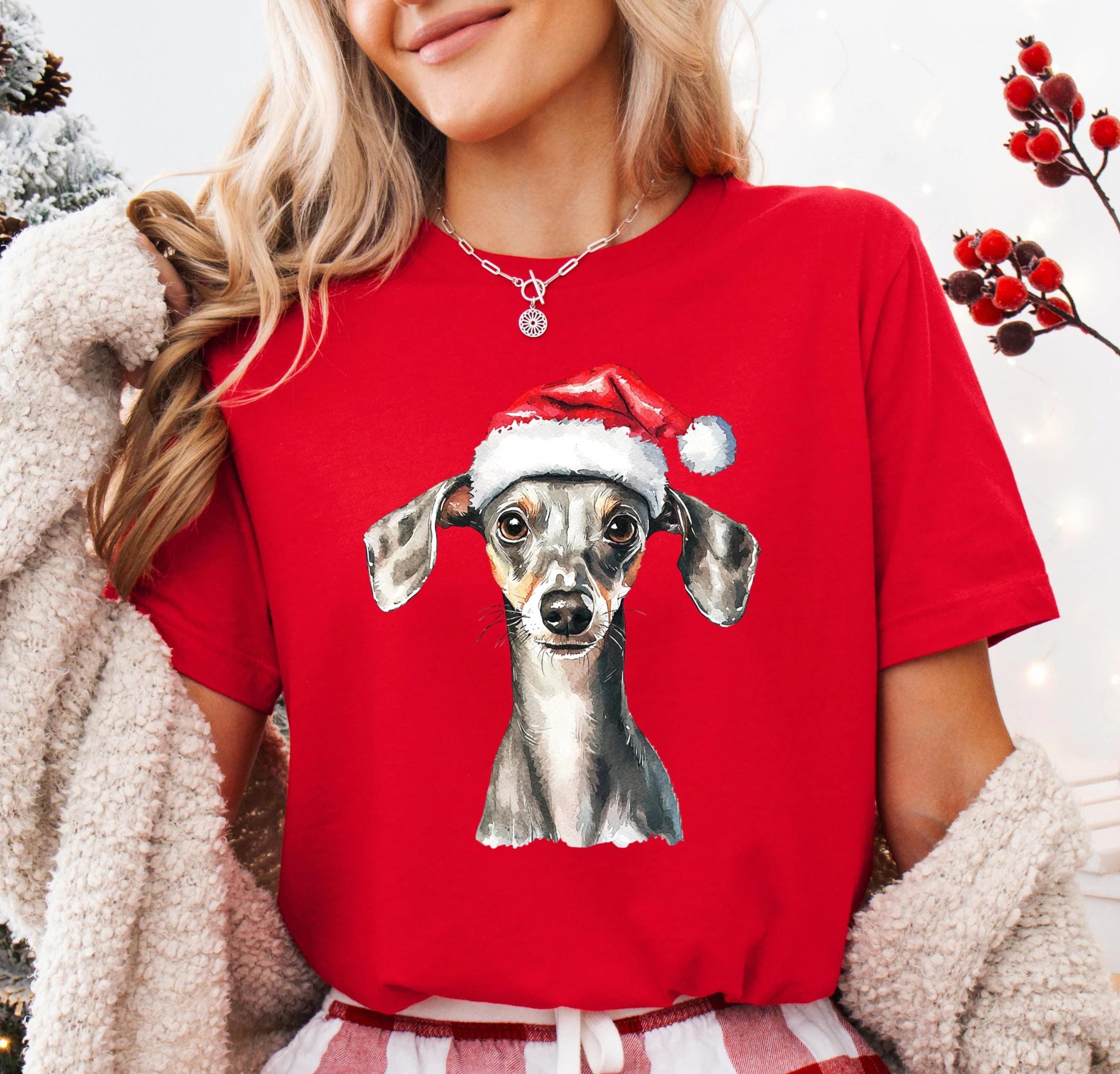 Italian Greyhound Christmas Shirt Custom Dog Breed Sweatshirt Holiday Pet Gift Dog Owner Holiday Top Italian Greyhound Dog Mom T-shirt