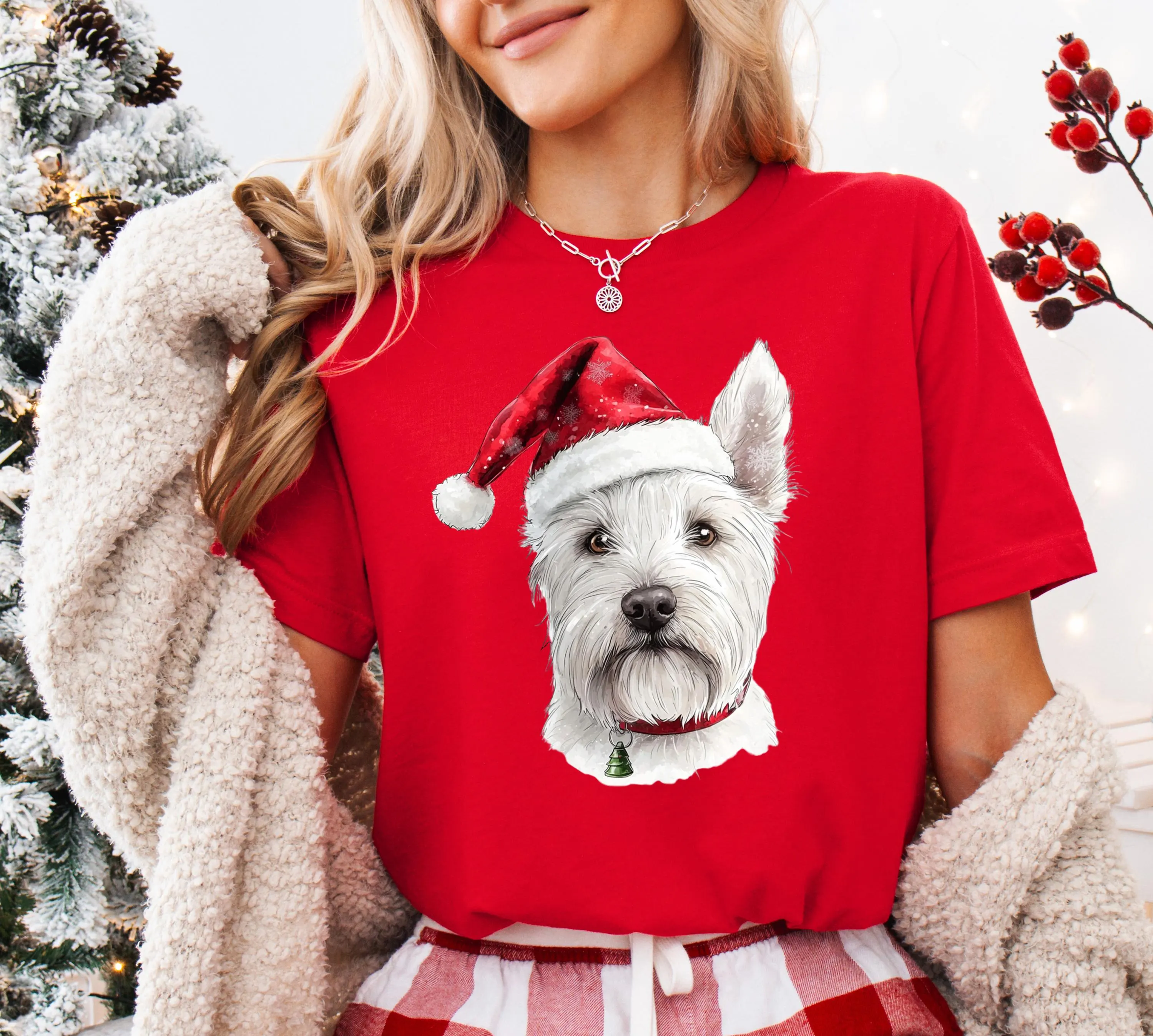 West Highland White Terrier Christmas Shirt Custom Dog Breed Sweatshirt Holiday Pet Gift Dog Owner Holiday Top Terrier Dog Mom T-shirt
