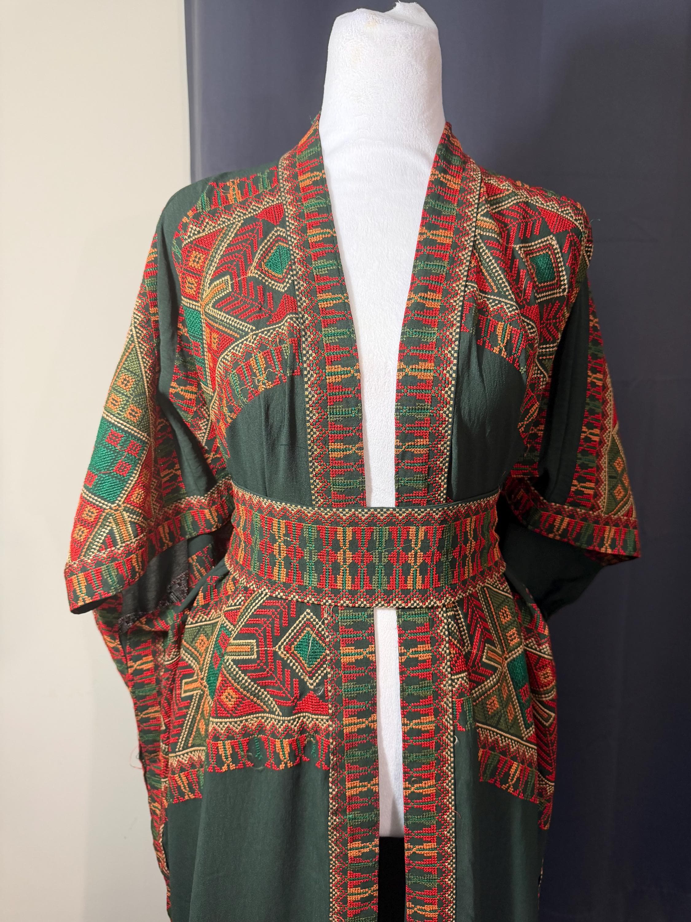 Tatreez Embroidered Bisht Abaya, Palestinian Open Kaftan, Luxury Eid Abaya - image 5