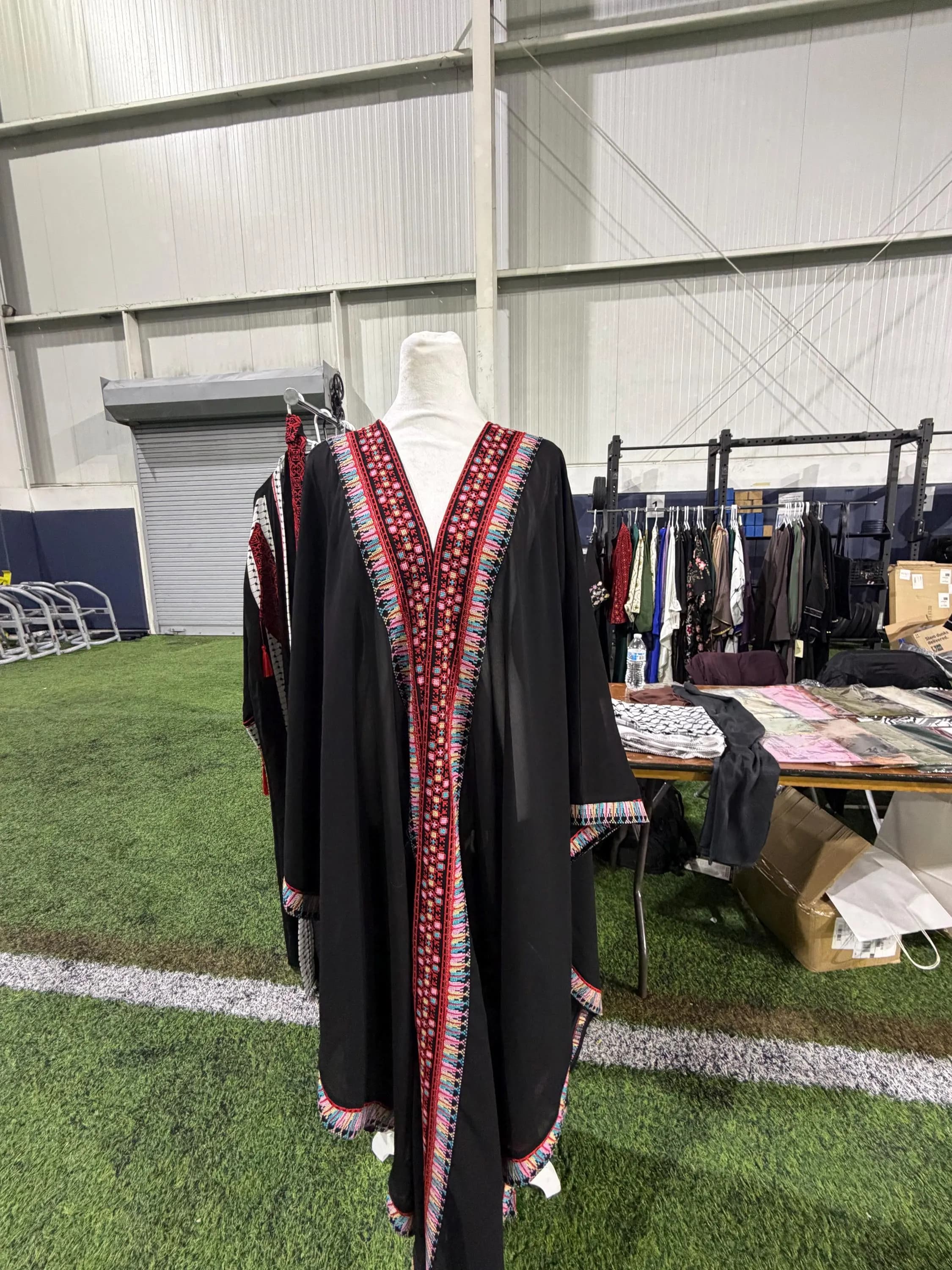 Palestinian Bisht Abaya, Open Tatreez Kaftan, Embroidered Modest Dress
