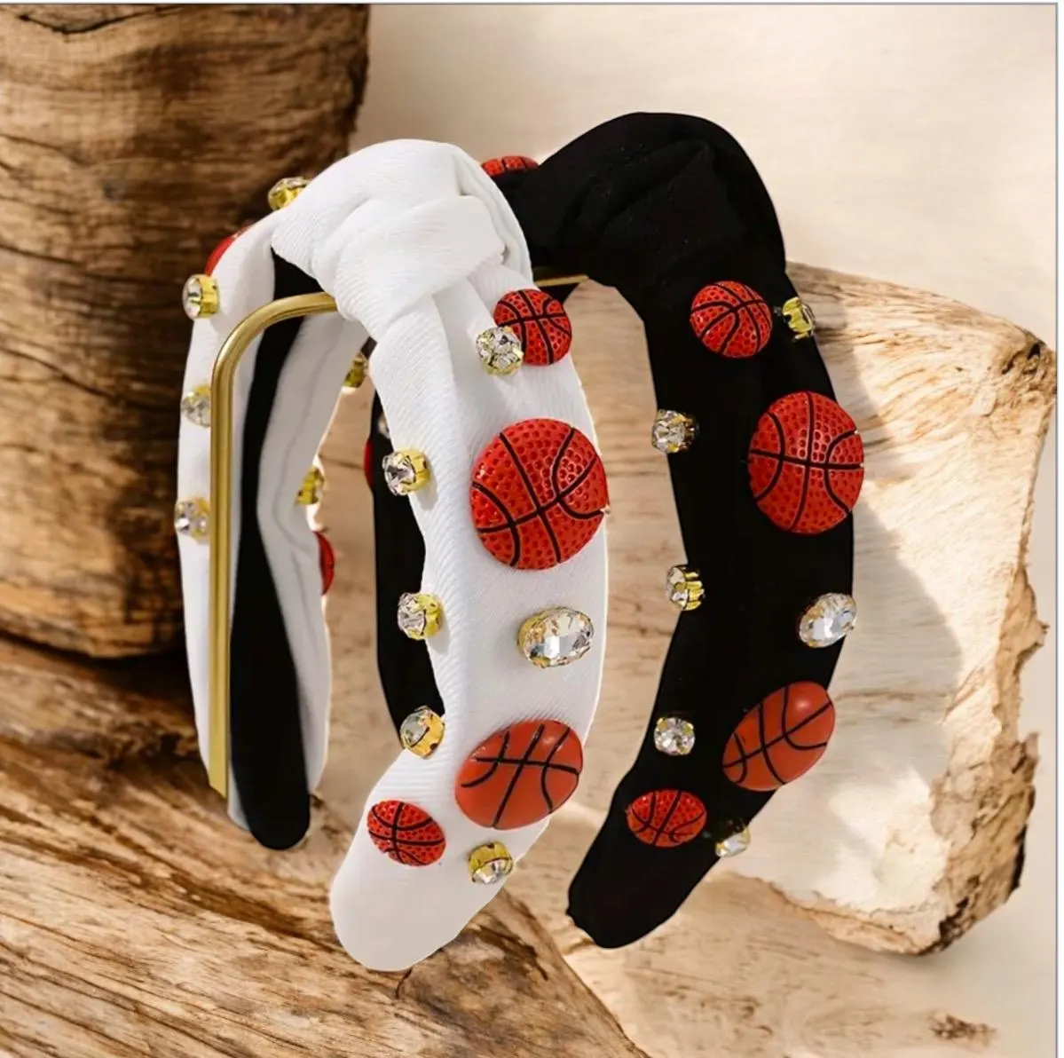 Rhinestone Basketball Headband: Knotted Gameday Hair Accessory