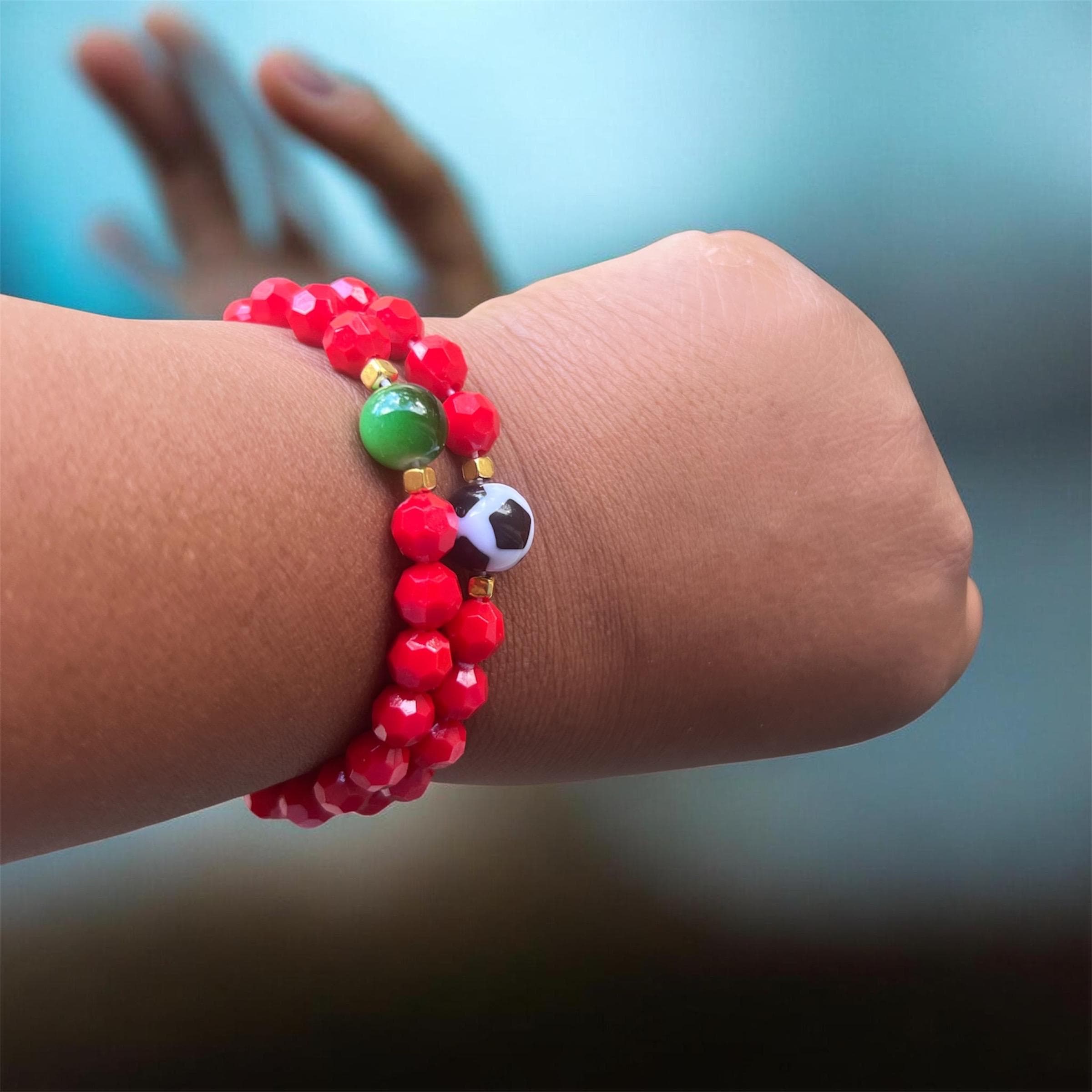 Morocco bracelet World Cup bracelet Morocco Flag Color Gemstone Beaded Bracelet , Green Agate gemstones, - image 3