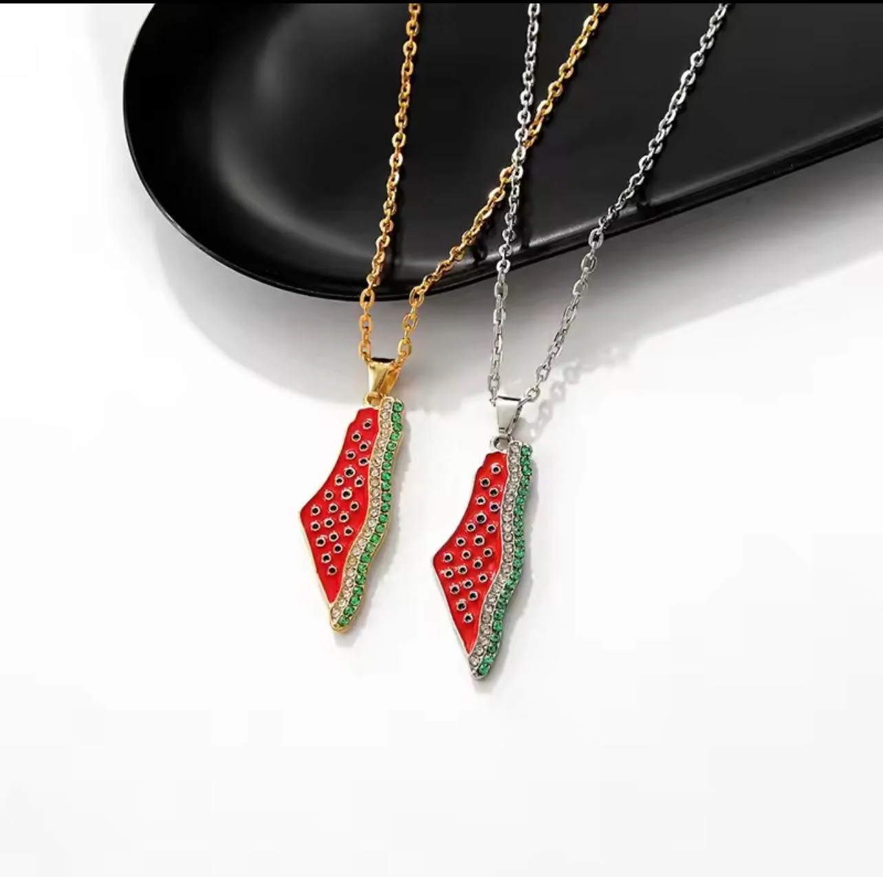 Palestine Necklace: Stainless Steel Keffiyeh Pendant - Free Palestine