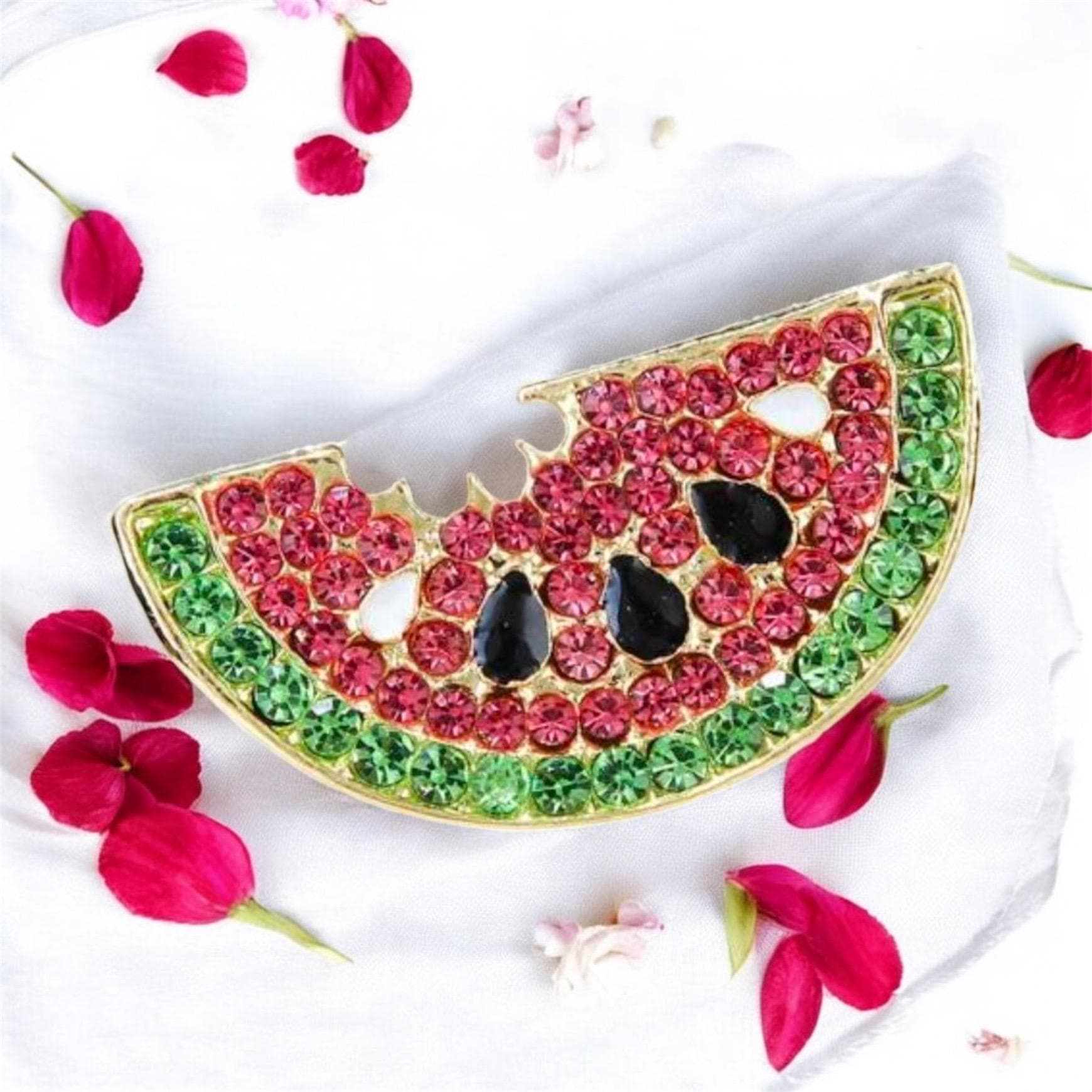 Palestine Watermelon Brooch: Palestinian Flag Colors, Tarnish-Resistant