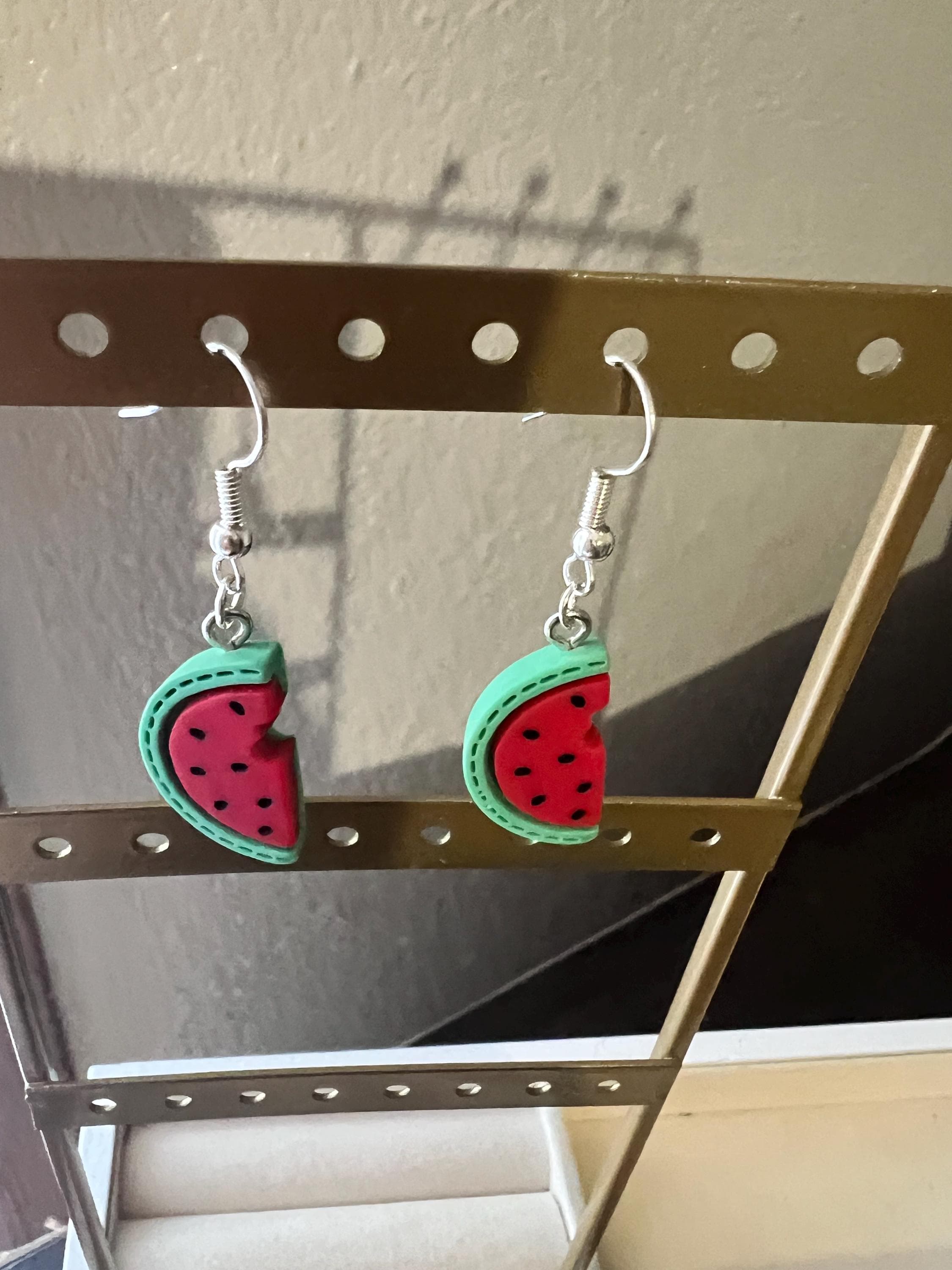 Watermelon Earrings: Palestinian Inspired Enamel Jewelry, Stainless Steel - image 5