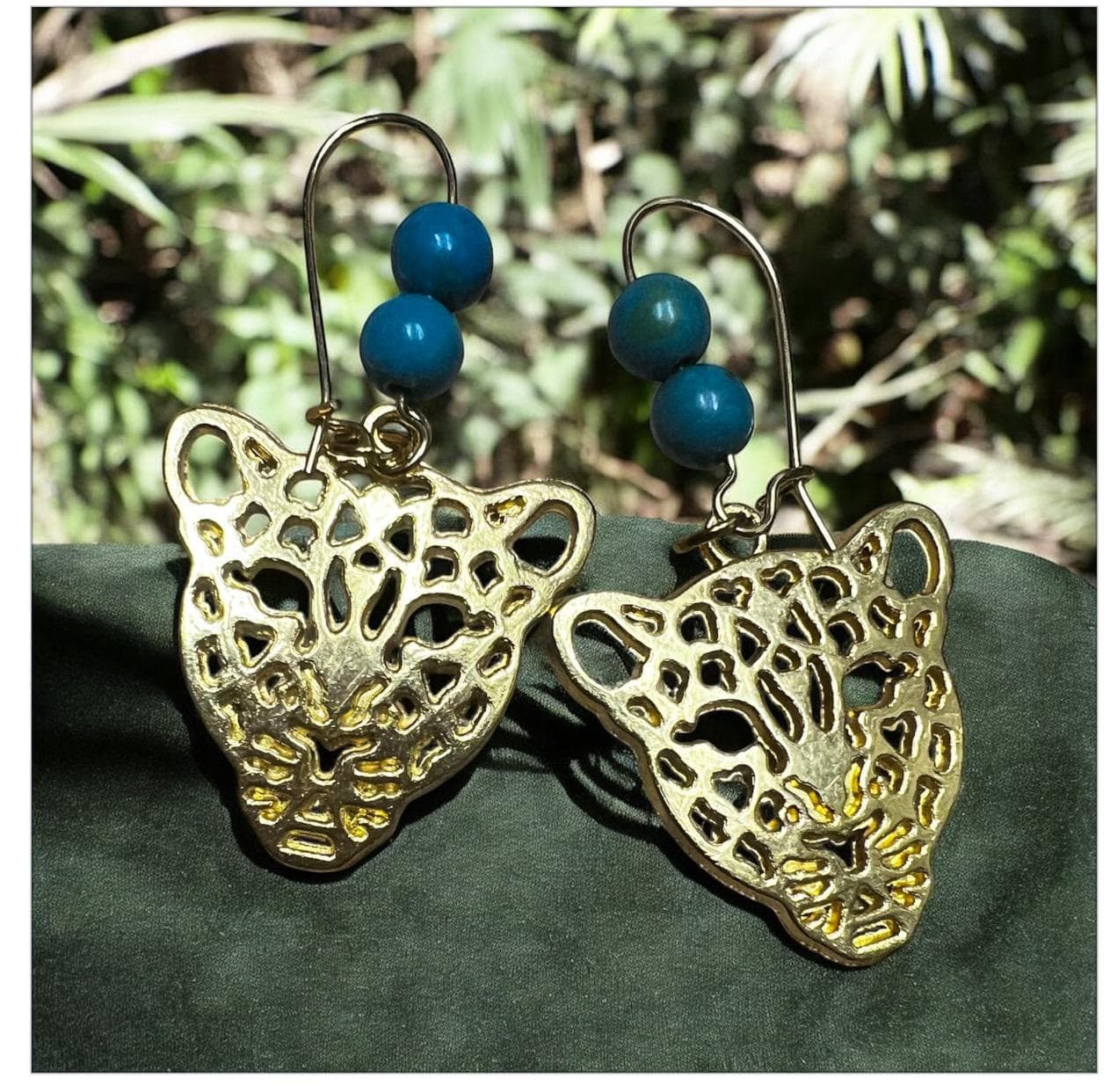 Jaguar Gold earrings,Handmade tiger earrings,Jaguar jewelry ,Dangle earrings Game day earrings),Nfl team custom  earrings,Jacksonville team