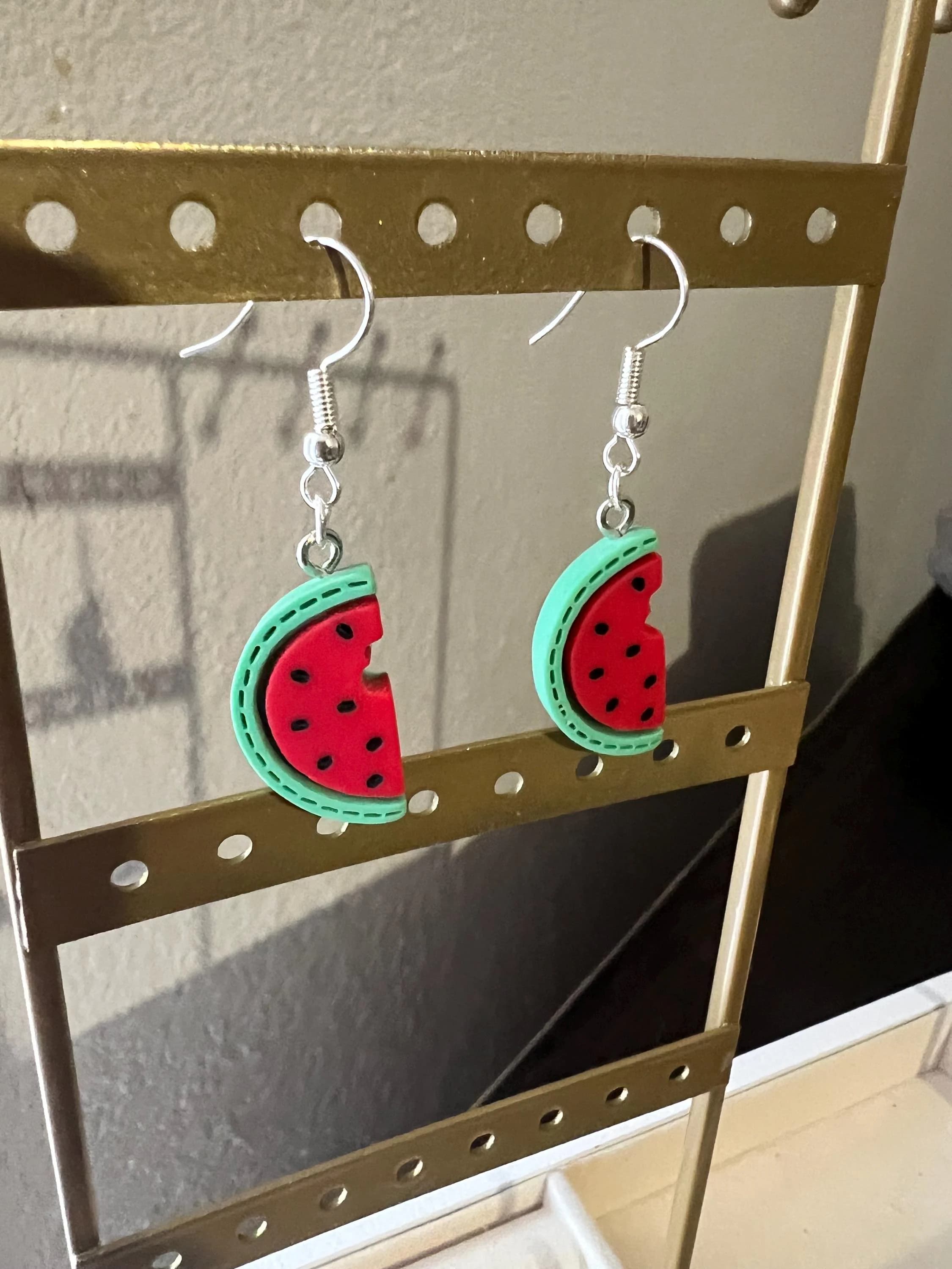 Watermelon Earrings: Palestinian Inspired Enamel Jewelry, Stainless Steel