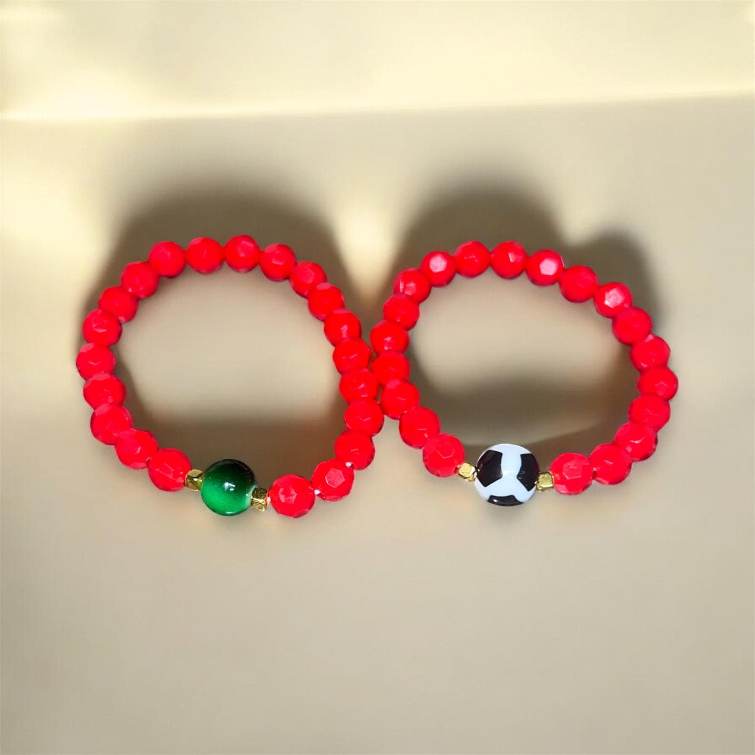 Morocco bracelet World Cup bracelet Morocco Flag Color Gemstone Beaded Bracelet , Green Agate gemstones, - image 5
