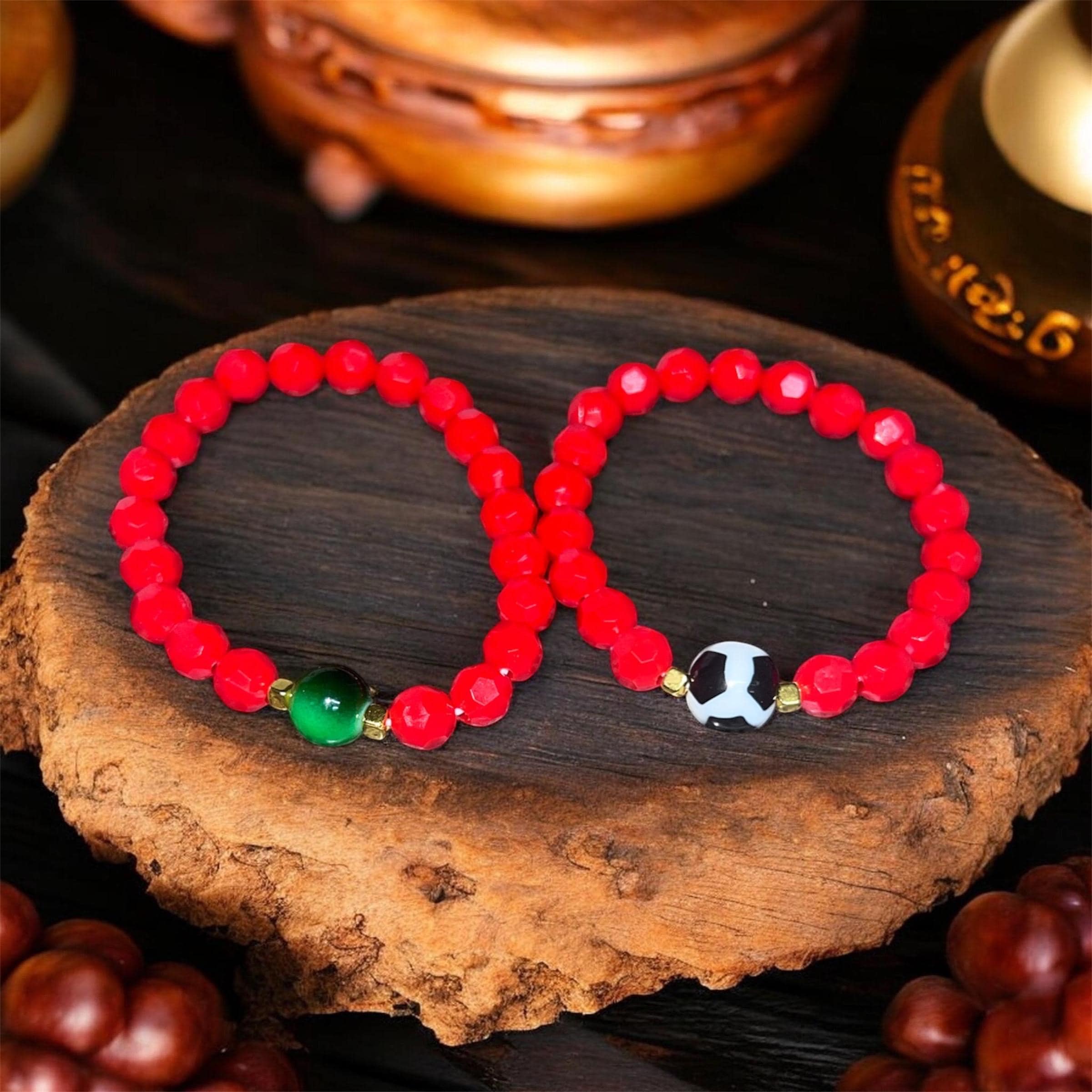 Morocco bracelet World Cup bracelet Morocco Flag Color Gemstone Beaded Bracelet , Green Agate gemstones,