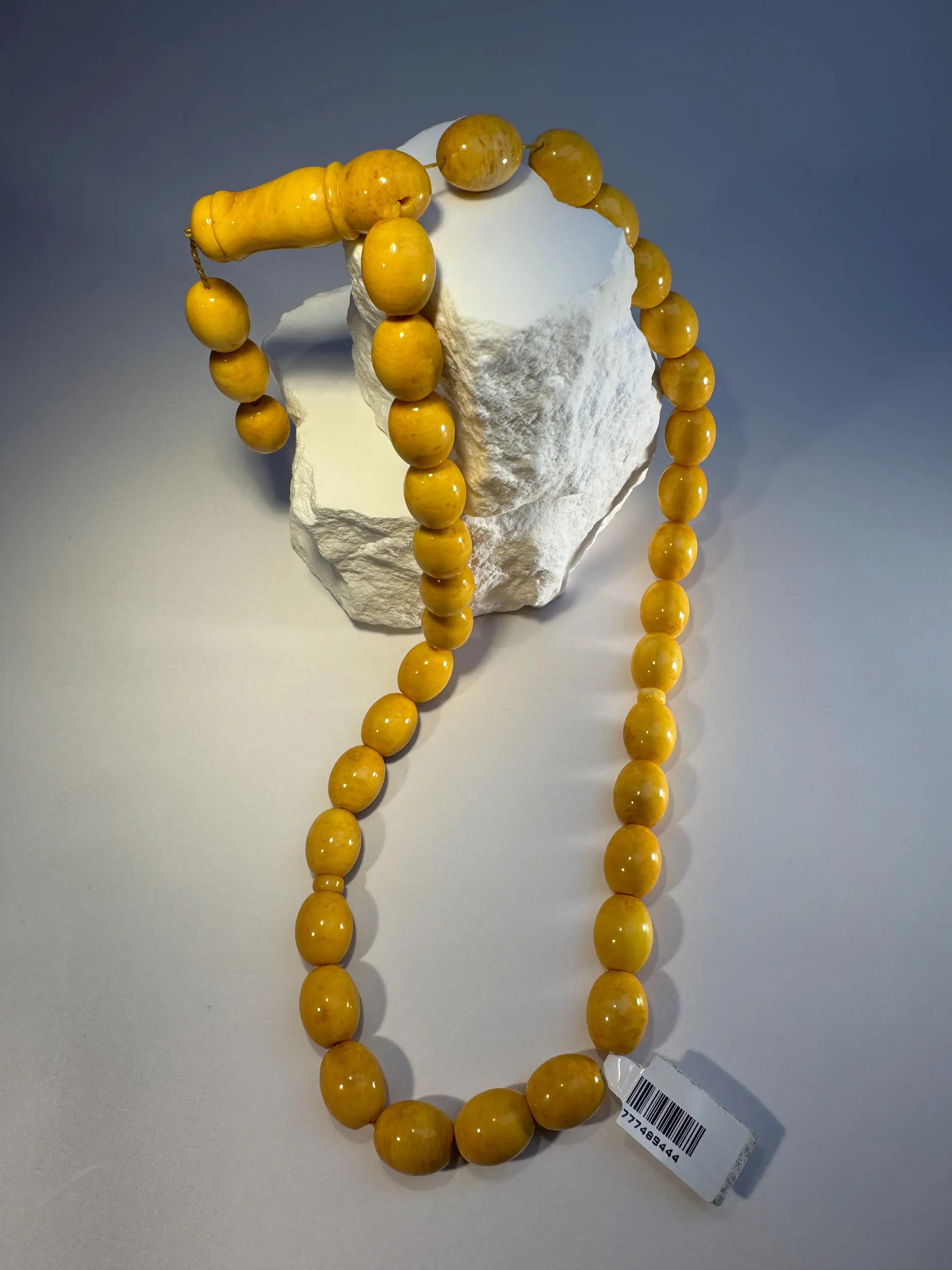 Pressed Amber Tasbih – 39 Beads Handmade Misbaha