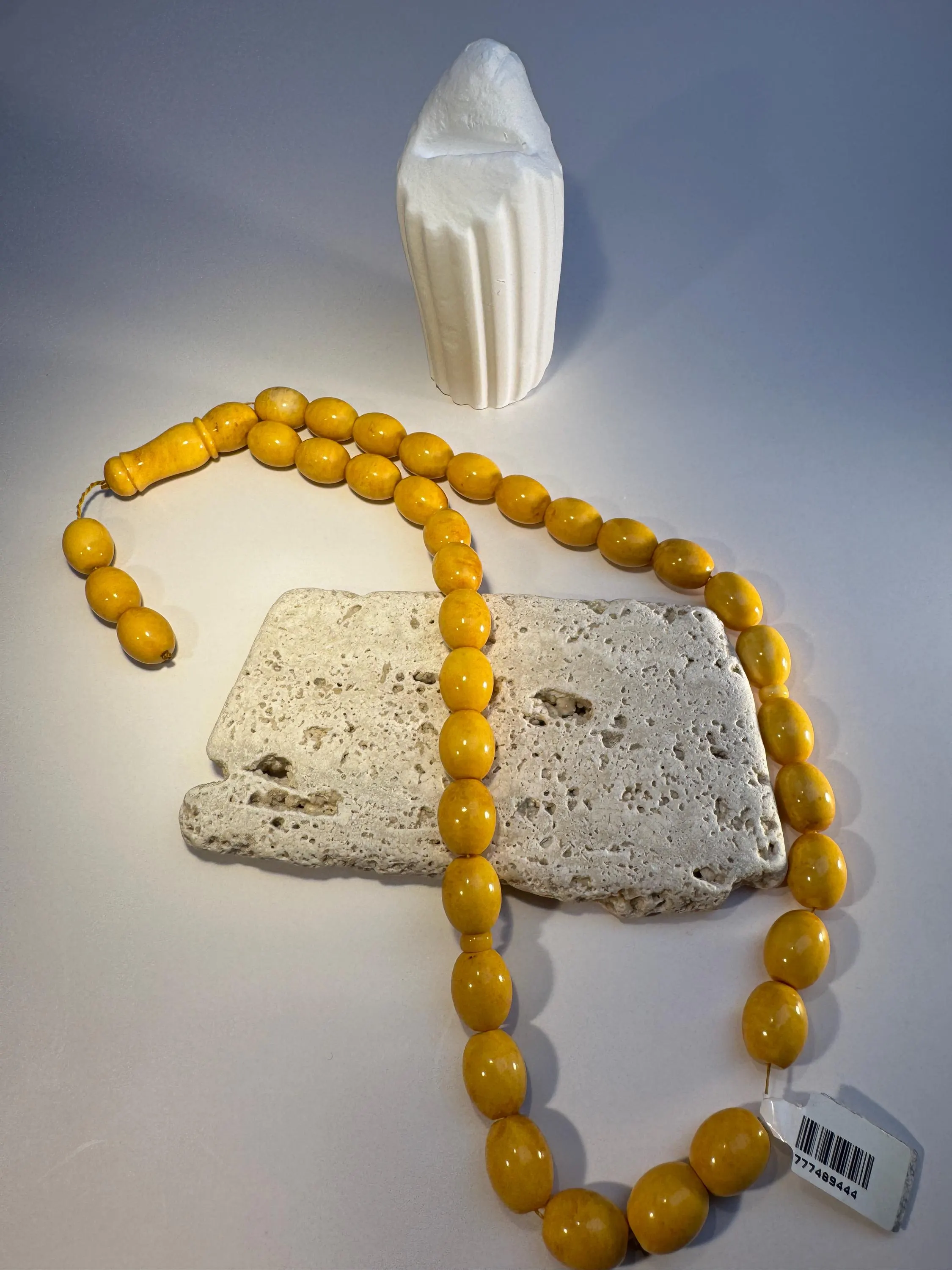 Pressed Amber Tasbih – 39 Beads Handmade Misbaha - image 2