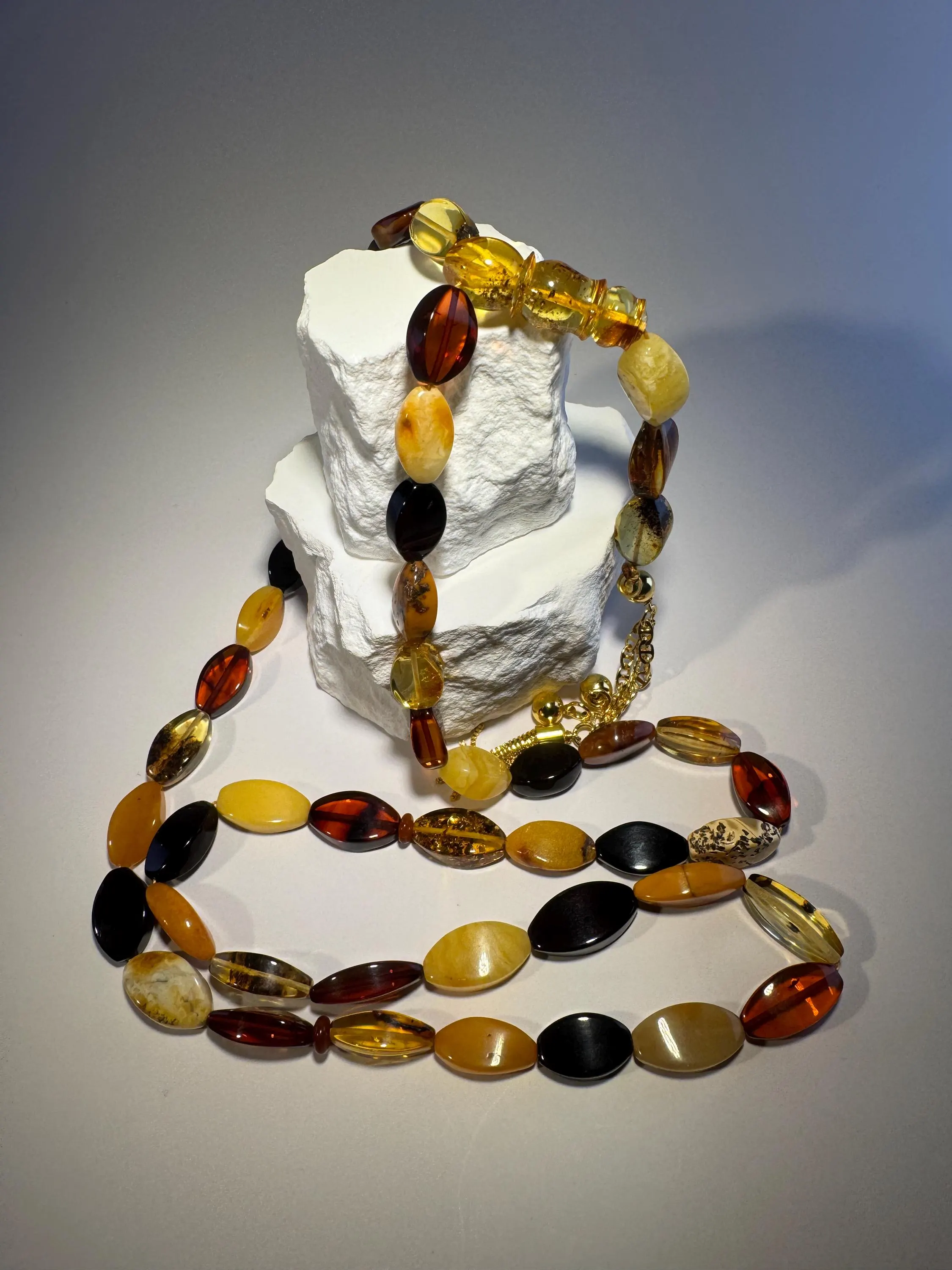 Natural Baltic Amber Tasbih – 45+3 Beads Unique Shape Misbaha