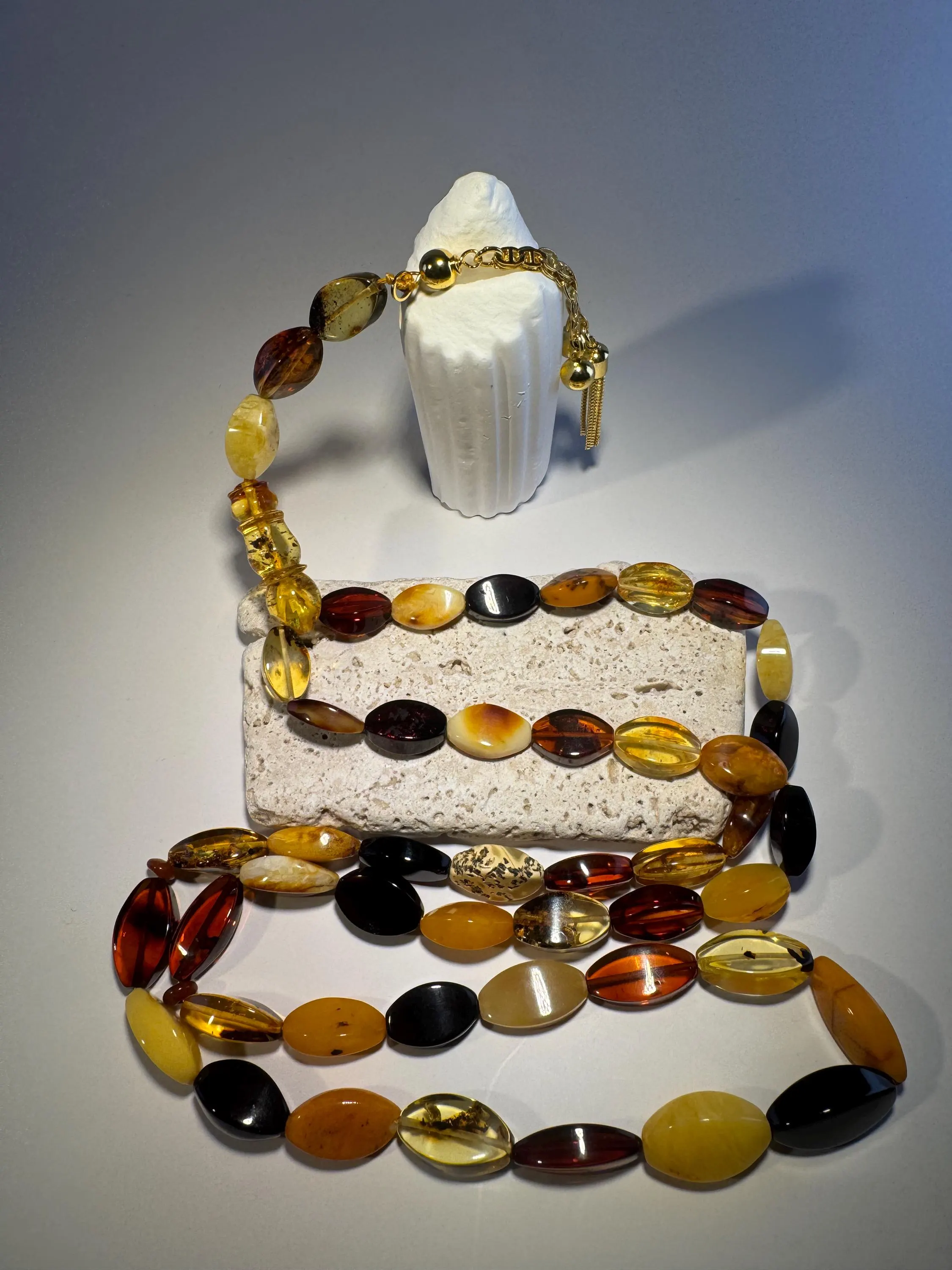 Natural Baltic Amber Tasbih – 45+3 Beads Unique Shape Misbaha - image 2